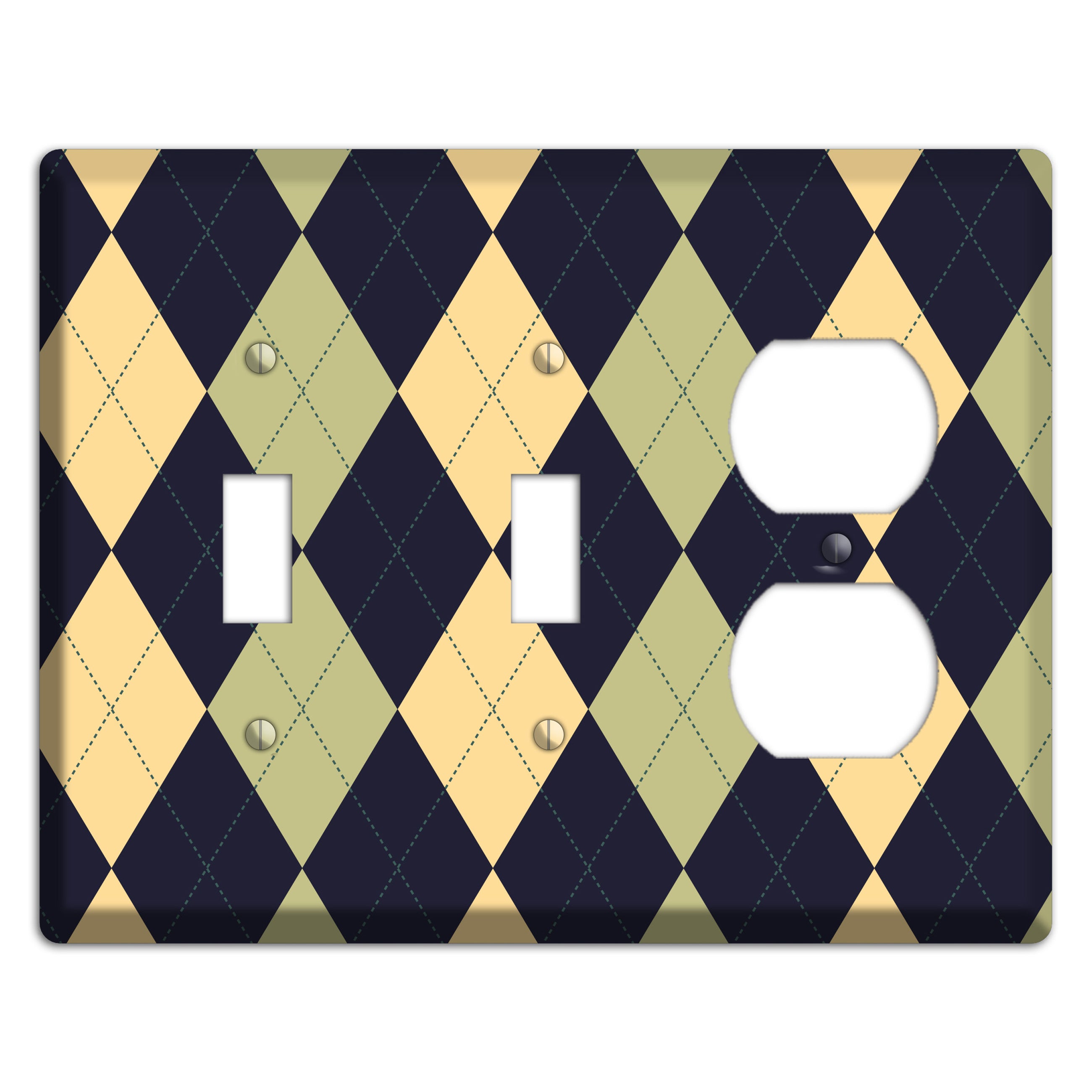 Yellow and Tan Argyle 2 Toggle / Duplex Wallplate