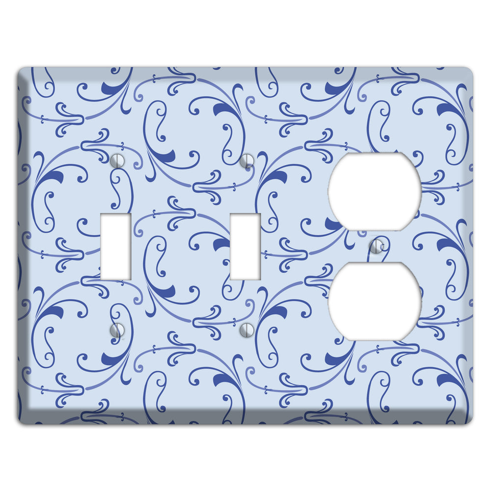 Light Blue Victorian Sprig 2 Toggle / Duplex Wallplate