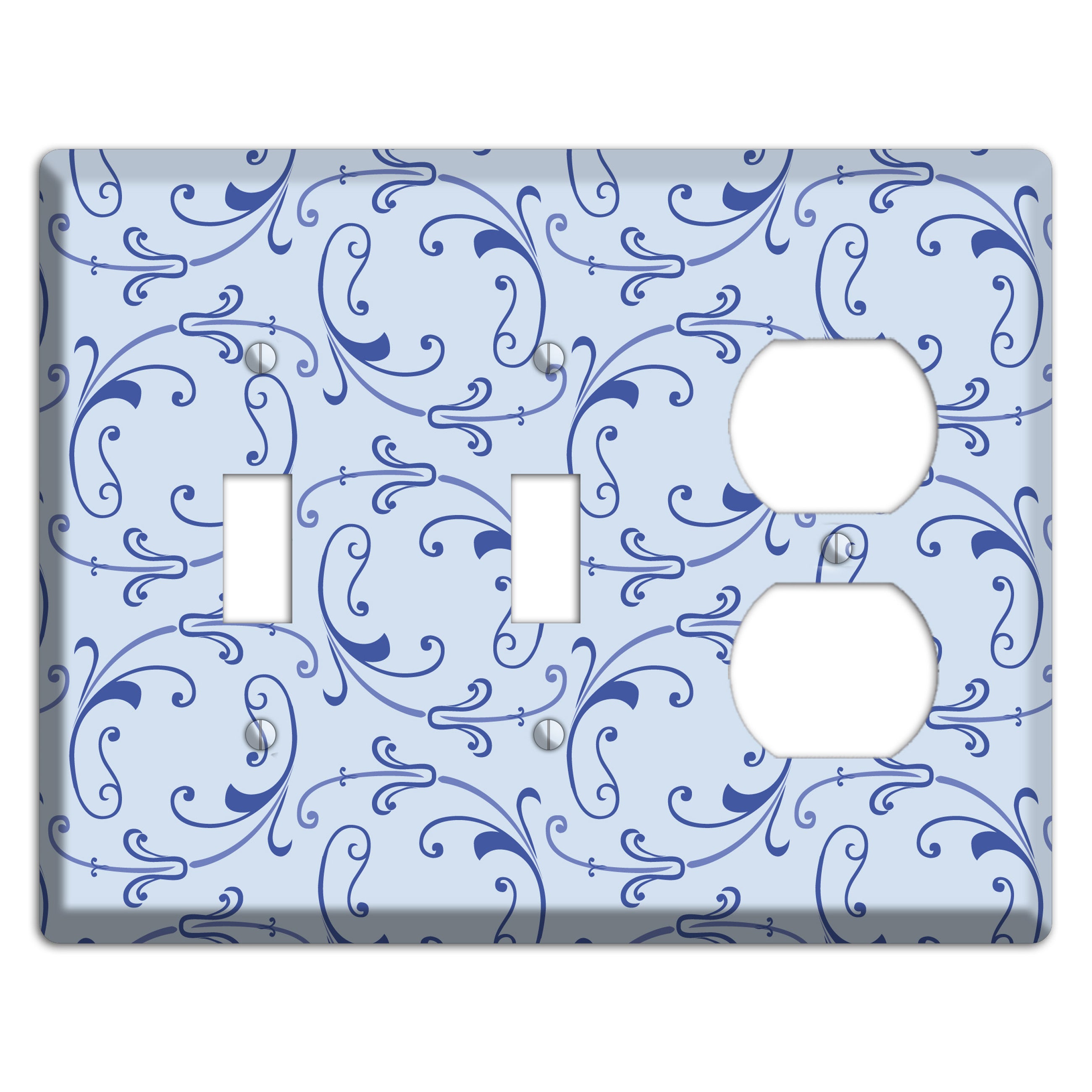 Light Blue Victorian Sprig 2 Toggle / Duplex Wallplate