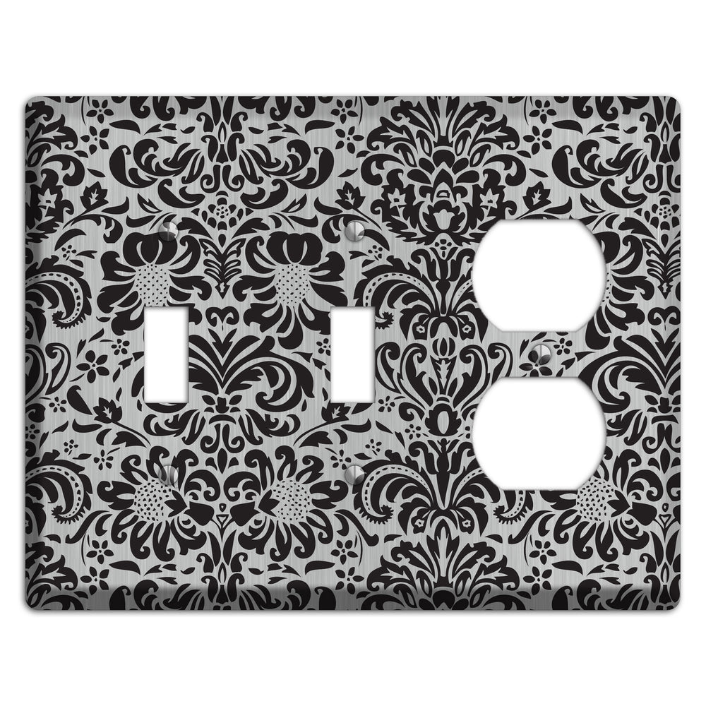 Black Toile Stainless Steel 2 Toggle / Duplex Wallplate