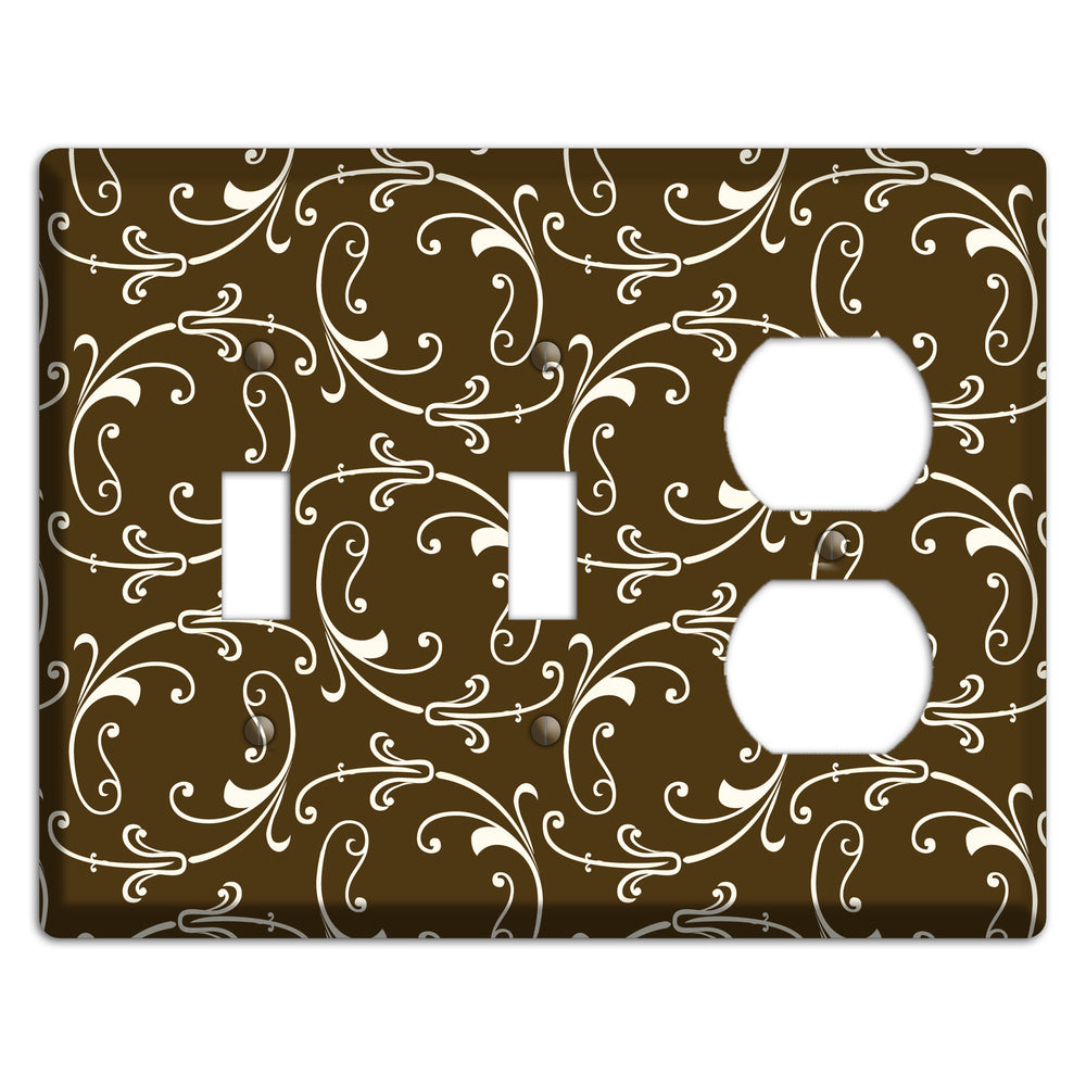 Brown Victorian Sprig 2 Toggle / Duplex Wallplate