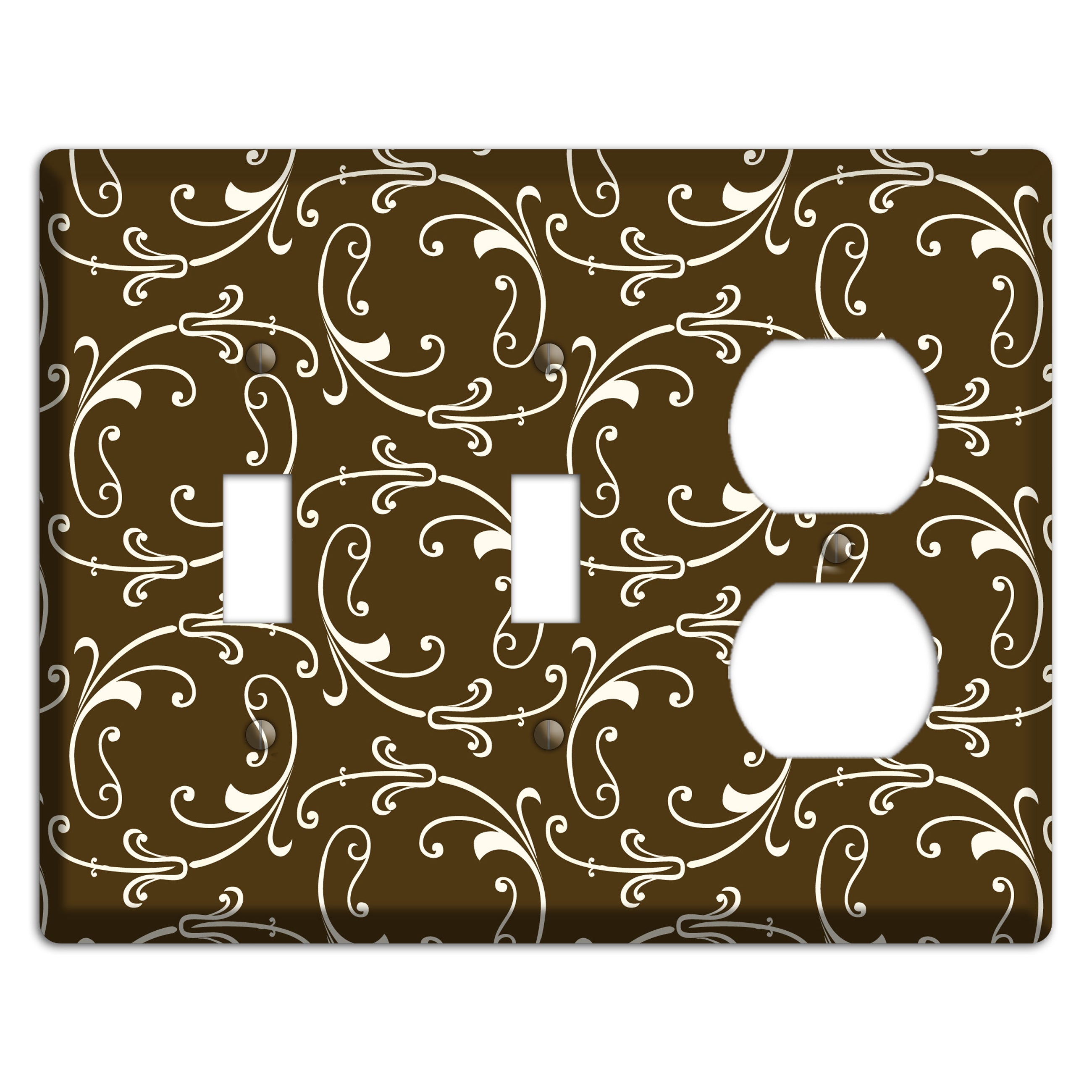 Brown Victorian Sprig 2 Toggle / Duplex Wallplate