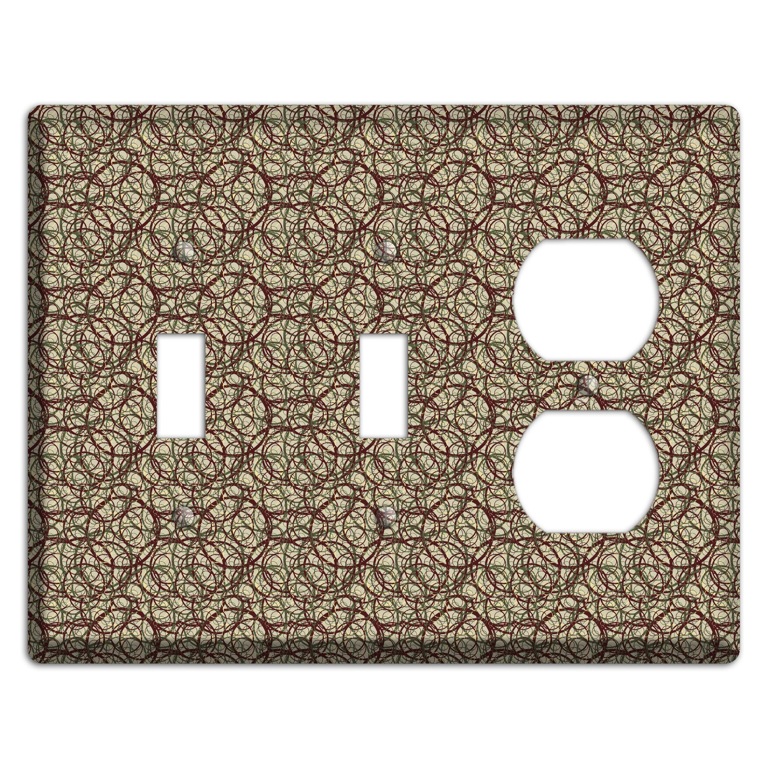 Brown and Burgundy Circles 2 Toggle / Duplex Wallplate