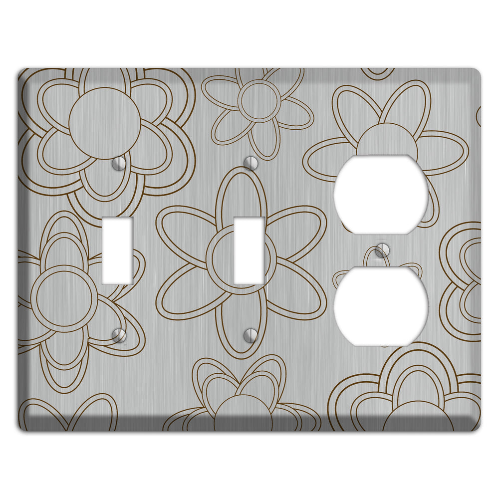 Retro Floral Contour Stainless Steel 2 Toggle / Duplex Wallplate