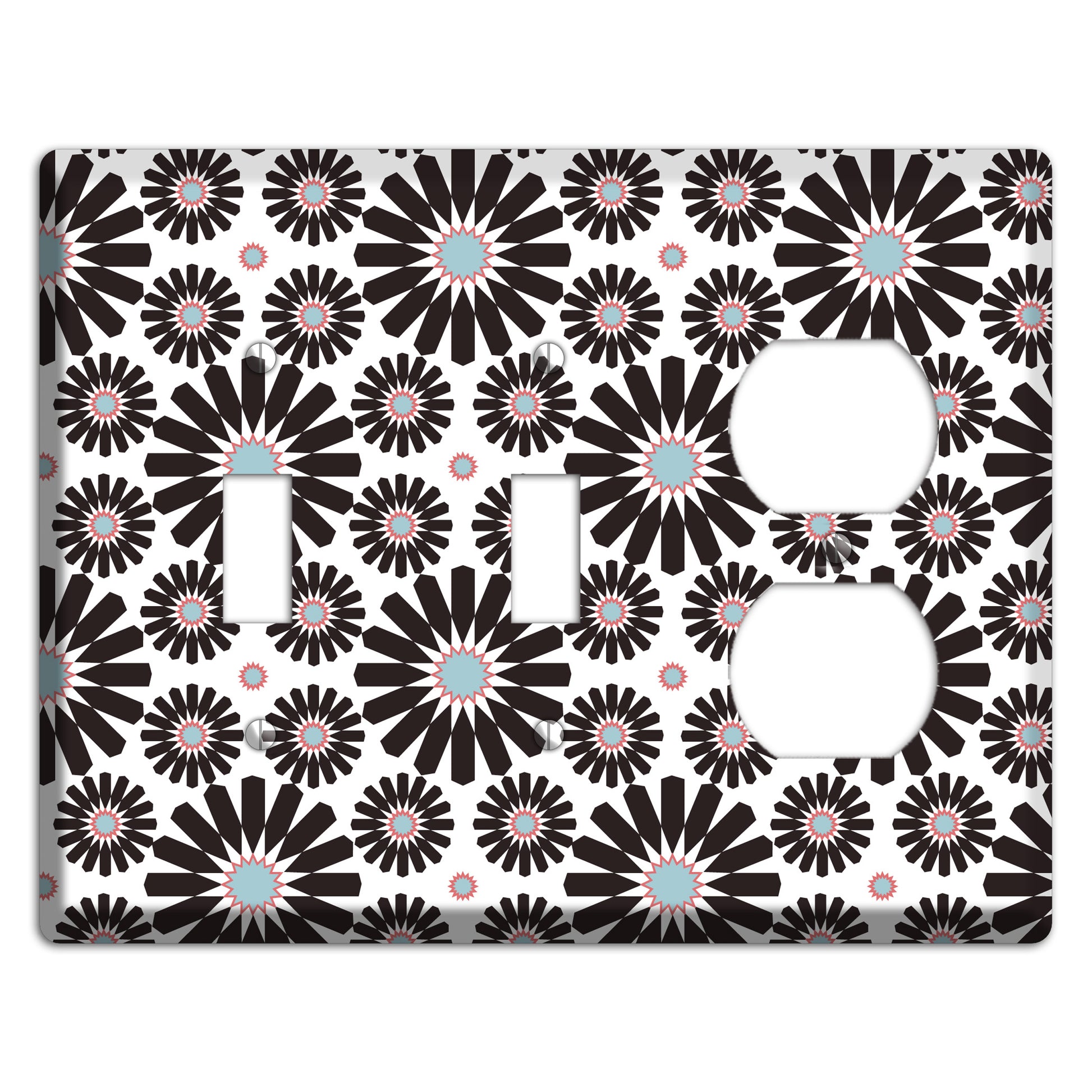 Dusty Blue Maroon Scandinavian Floral 3 2 Toggle / Duplex Wallplate