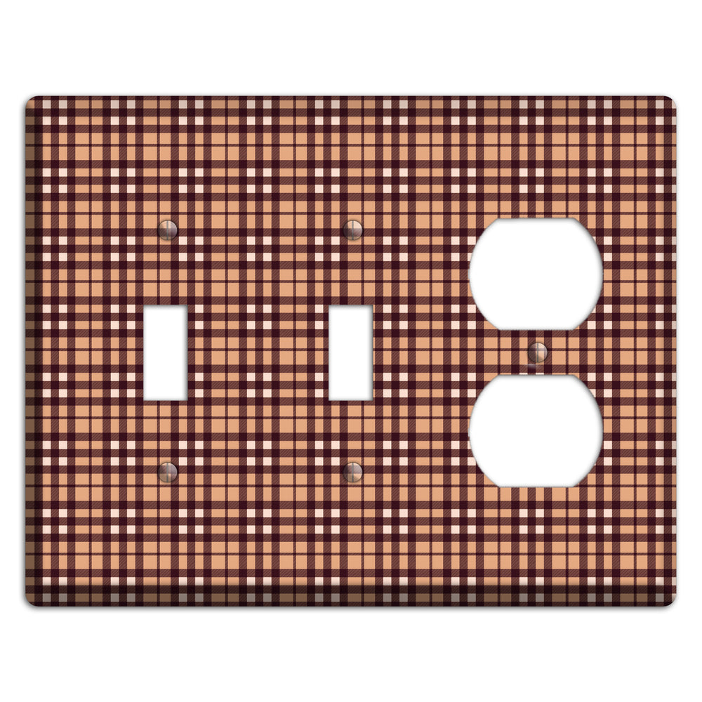 Multi Brown Plaid 2 Toggle / Duplex Wallplate
