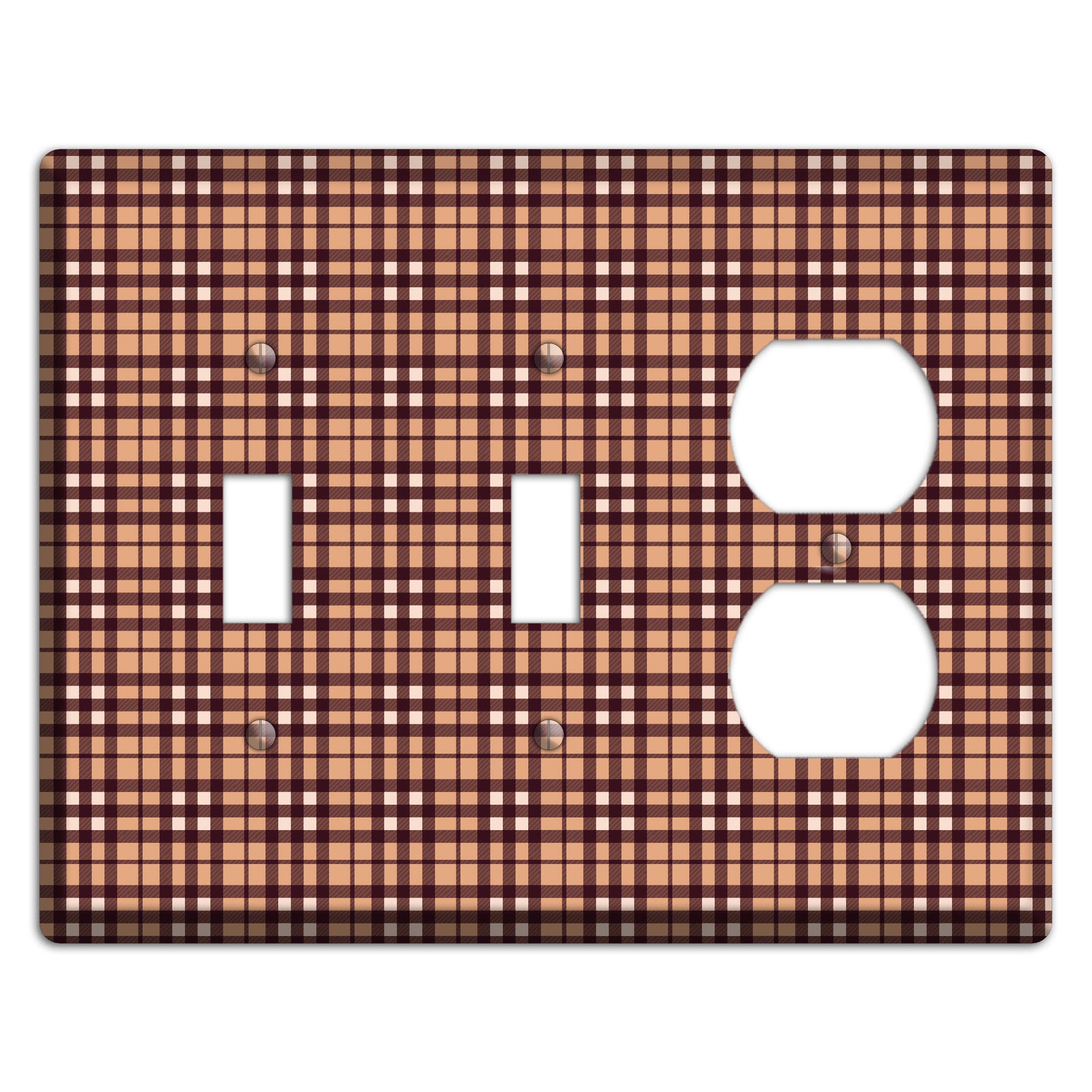 Multi Brown Plaid 2 Toggle / Duplex Wallplate