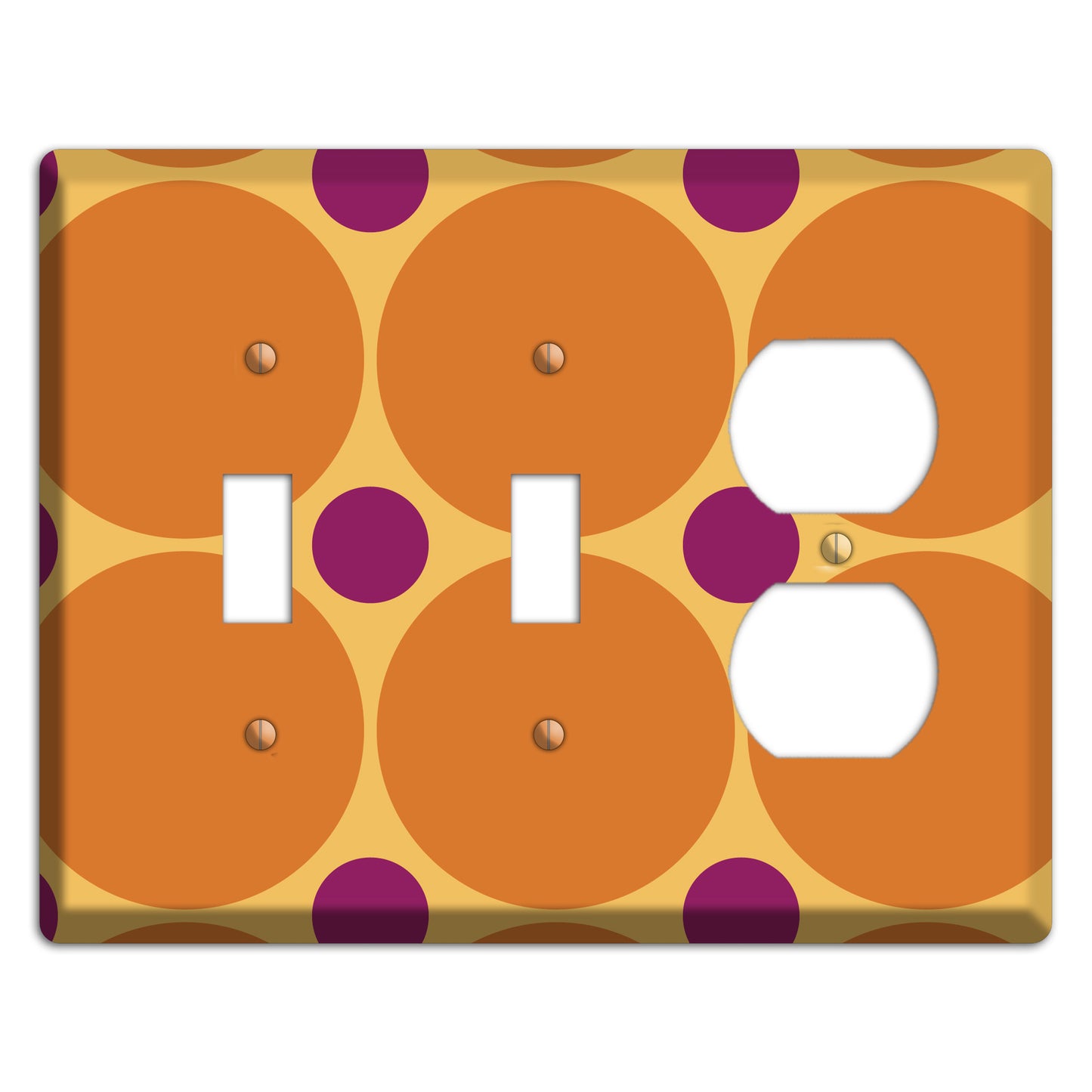 Orange with Umber and Plum Multi Tiled Large Dots 2 Toggle / Duplex Wallplate