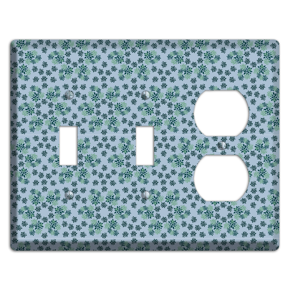 Blue with Multi Green Calico 2 Toggle / Duplex Wallplate