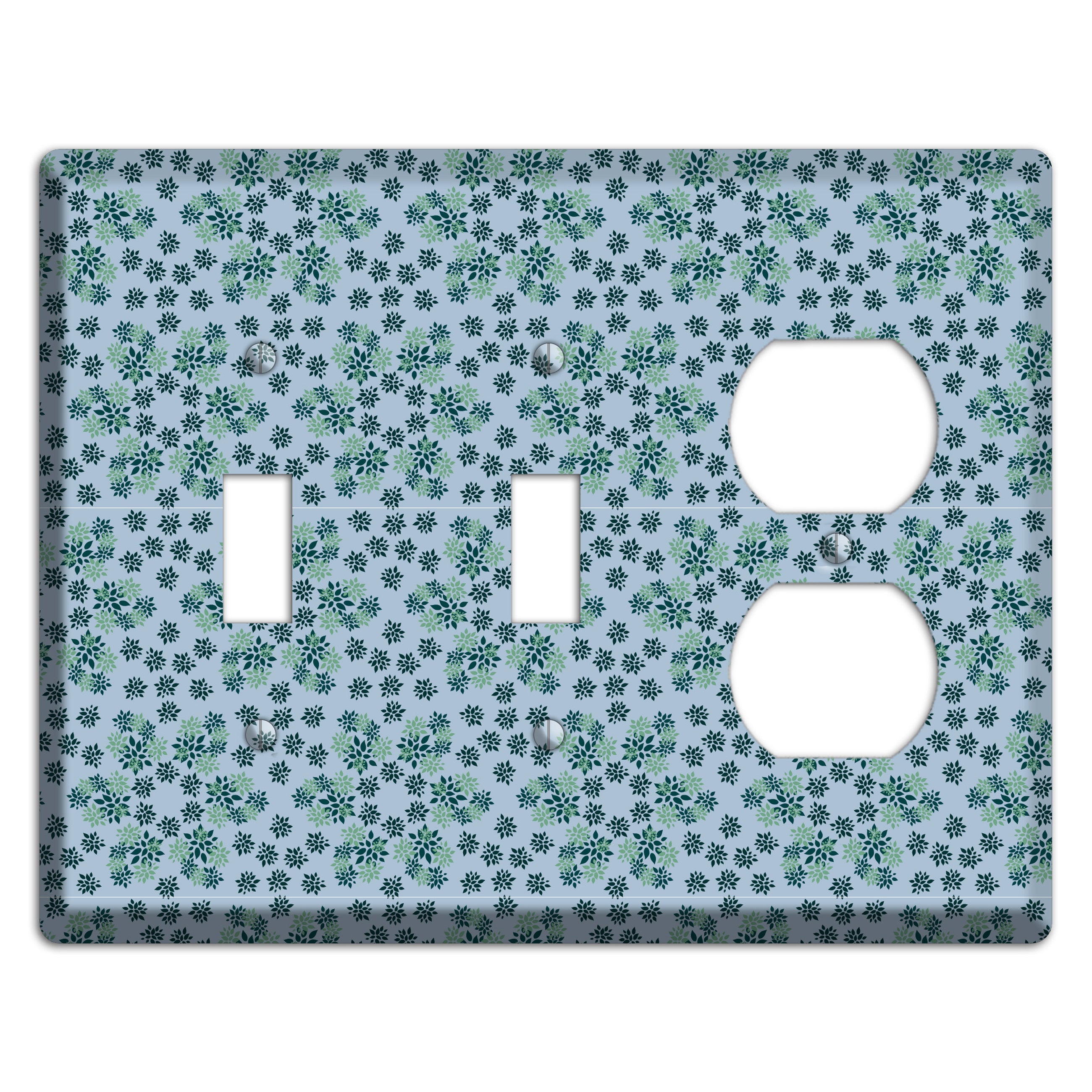 Blue with Multi Green Calico 2 Toggle / Duplex Wallplate