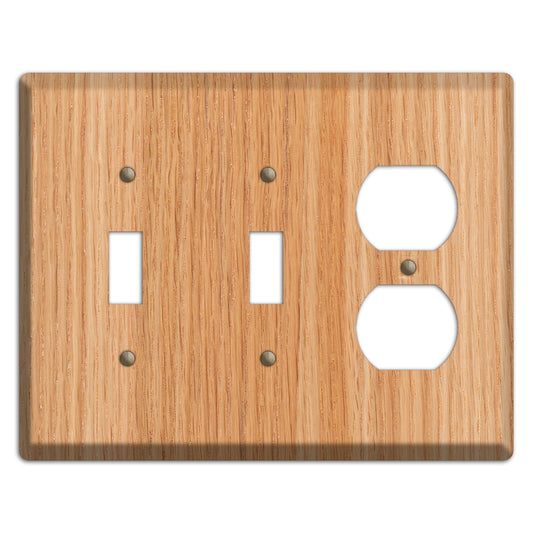 Red Oak Wood 2 Toggle / Duplex Outlet Cover Plate