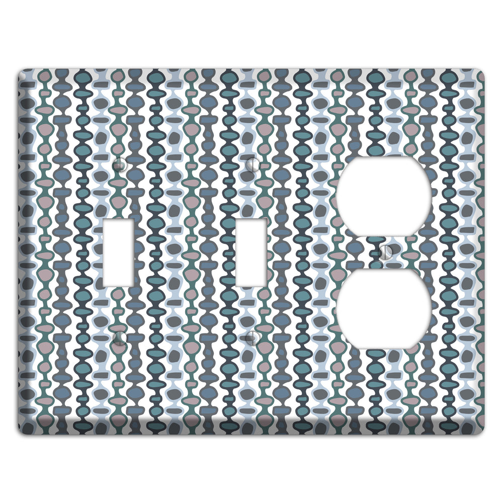 Grey and Multi Blue Bead and Reel 2 Toggle / Duplex Wallplate