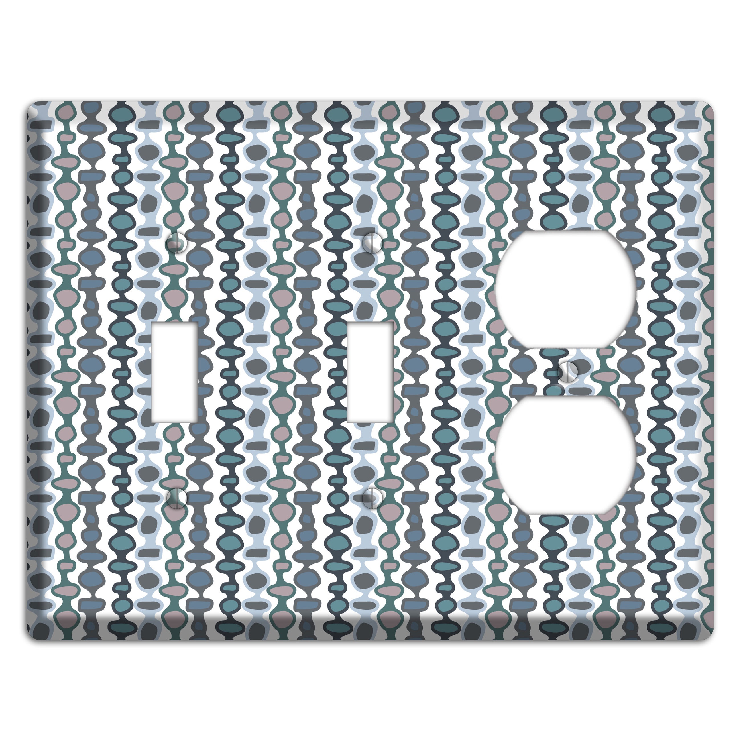 Grey and Multi Blue Bead and Reel 2 Toggle / Duplex Wallplate