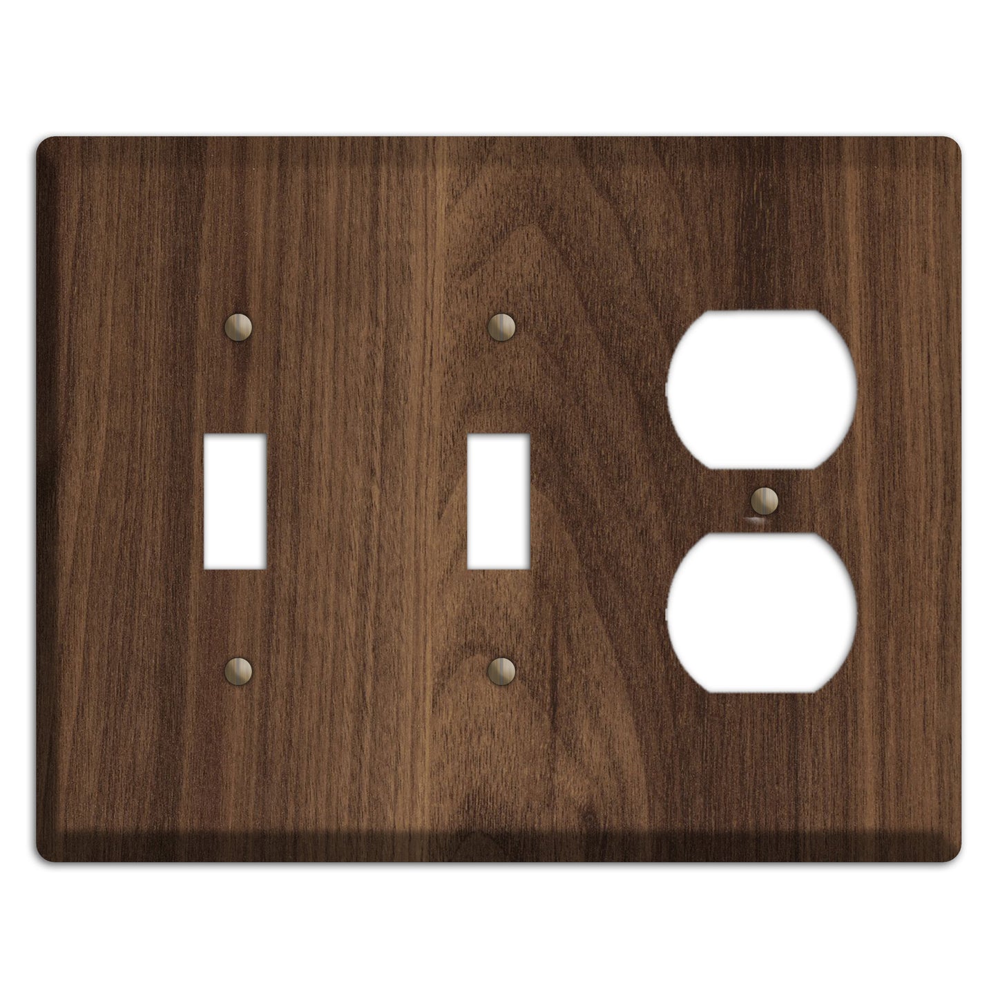 Walnut Wood 2 Toggle / Duplex Outlet Cover Plate