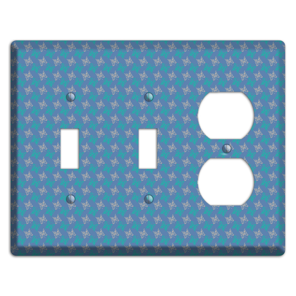 Blue with White and Turquoise Butterflies 2 Toggle / Duplex Wallplate