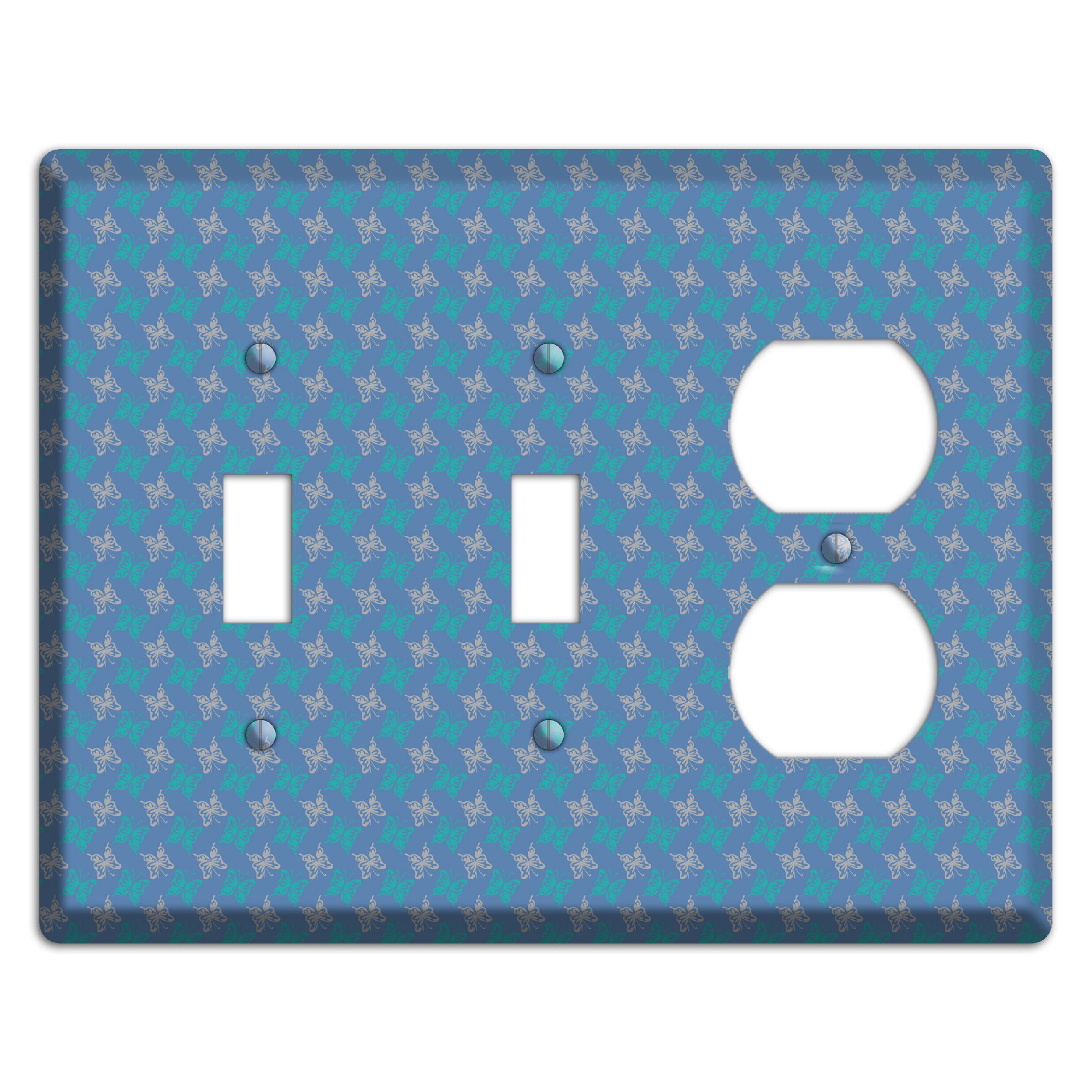 Blue with White and Turquoise Butterflies 2 Toggle / Duplex Wallplate