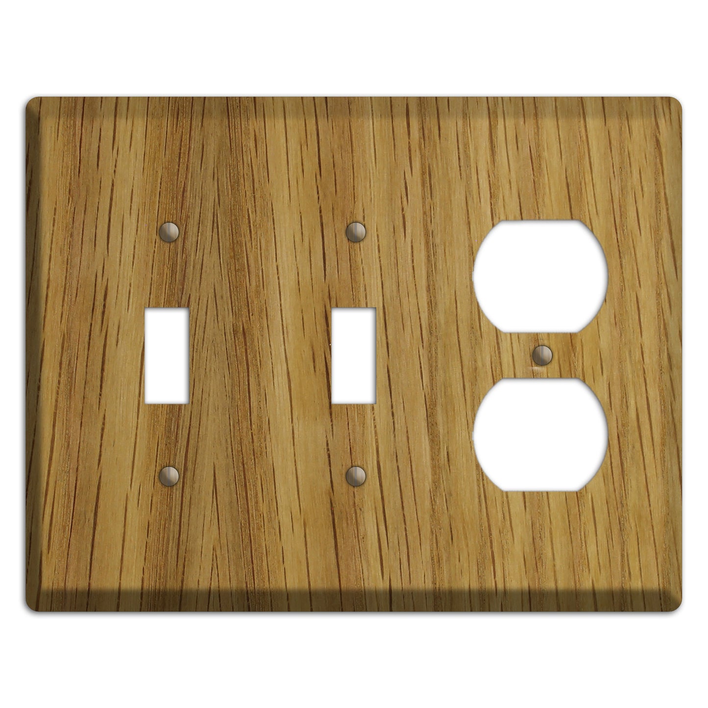 Unfinished White Oak Wood 2 Toggle / Duplex Outlet Cover Plate