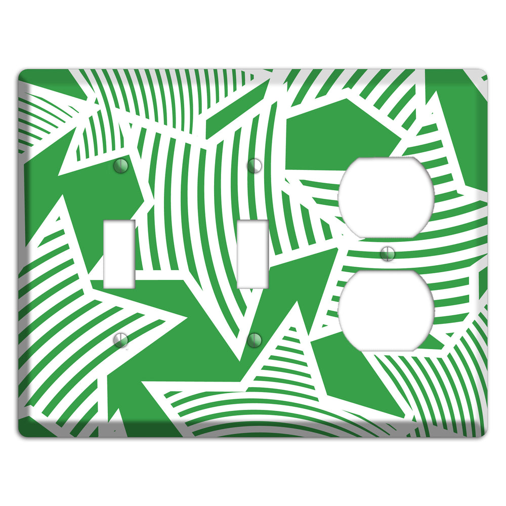 Green with Large White Stars 2 Toggle / Duplex Wallplate