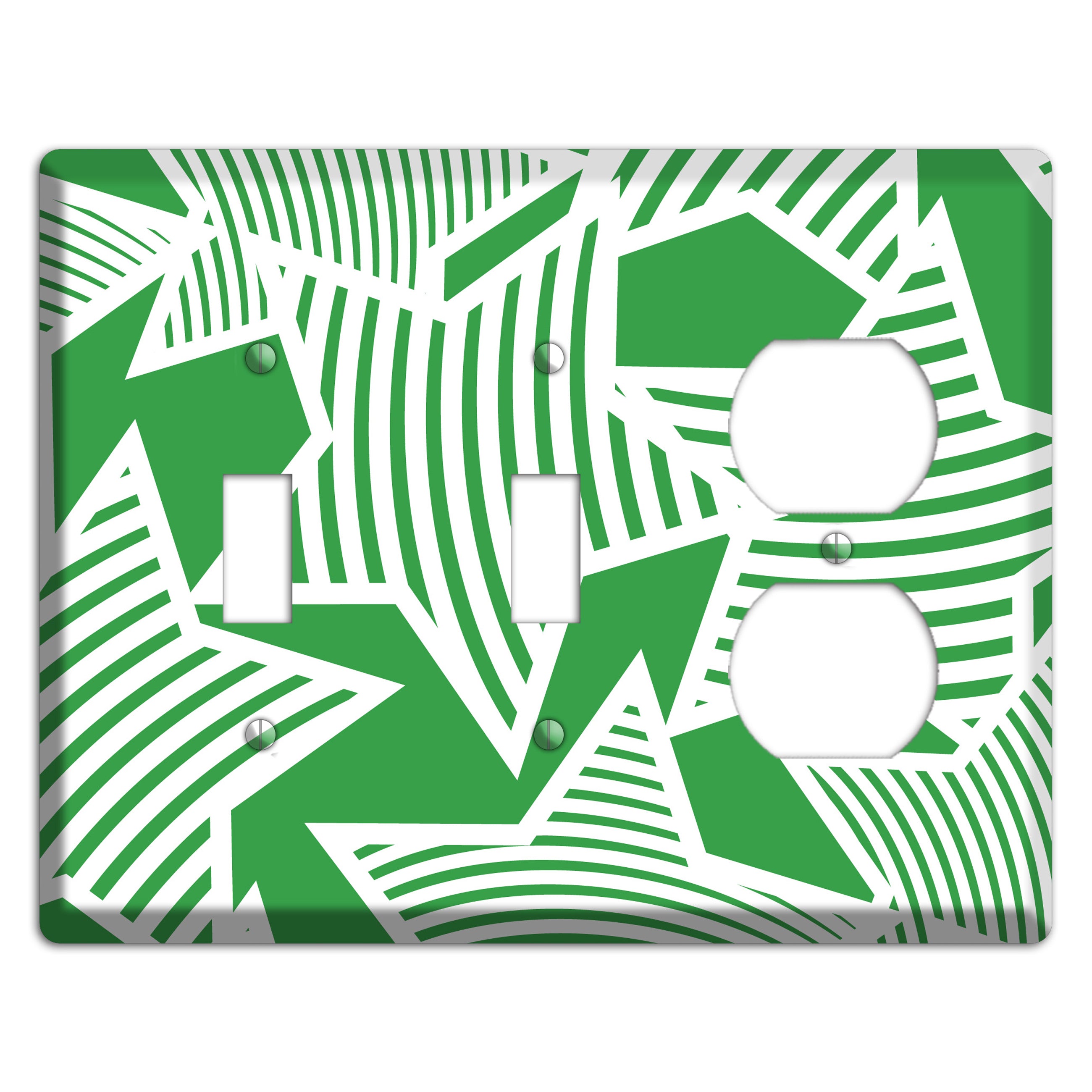 Green with Large White Stars 2 Toggle / Duplex Wallplate