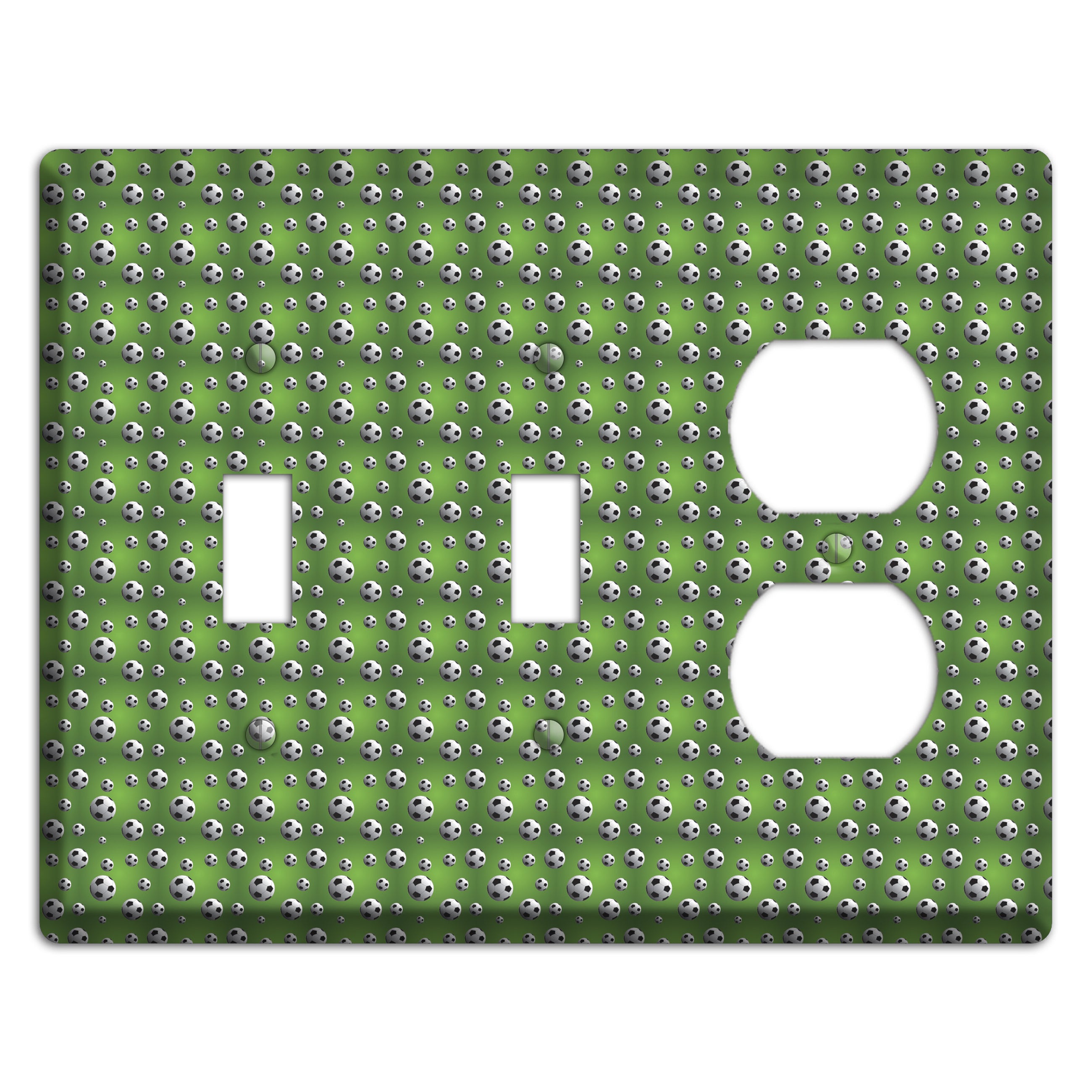 Green with Soccer Balls 2 Toggle / Duplex Wallplate