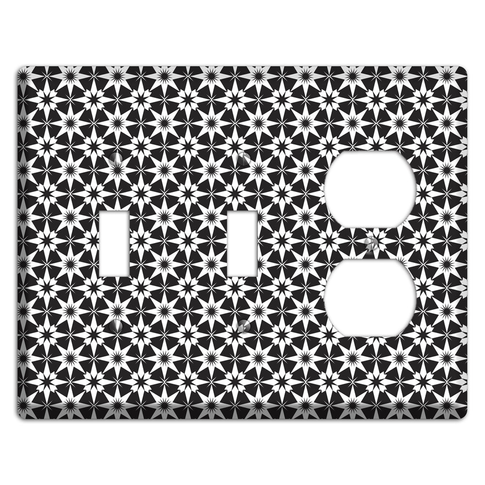 Black with White Foulard 2 Toggle / Duplex Wallplate