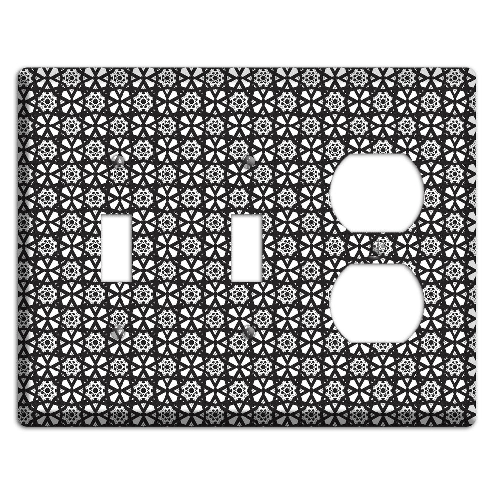 White with Black Arabesque 2 Toggle / Duplex Wallplate
