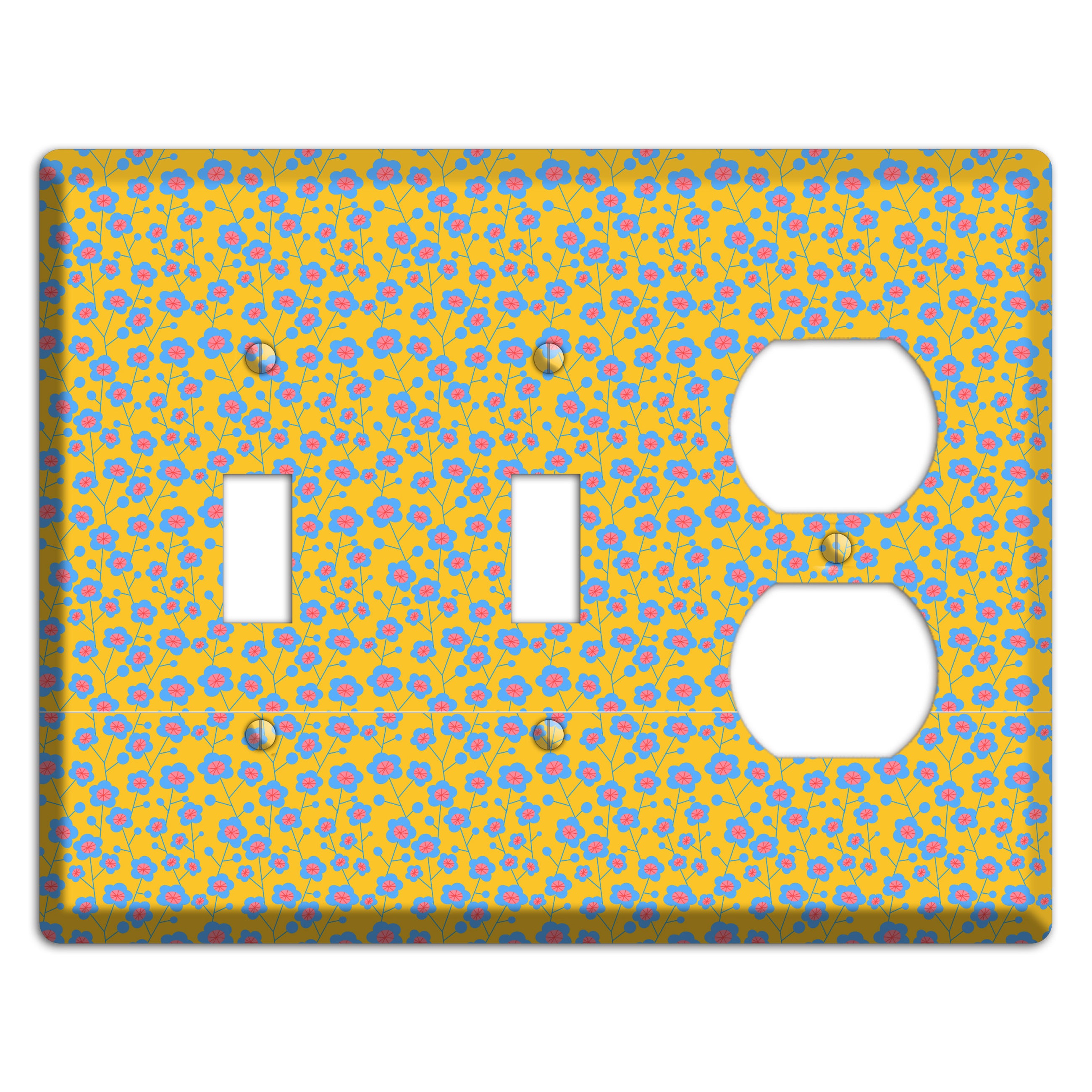 Yellow Blue Pink Calico 2 Toggle / Duplex Wallplate