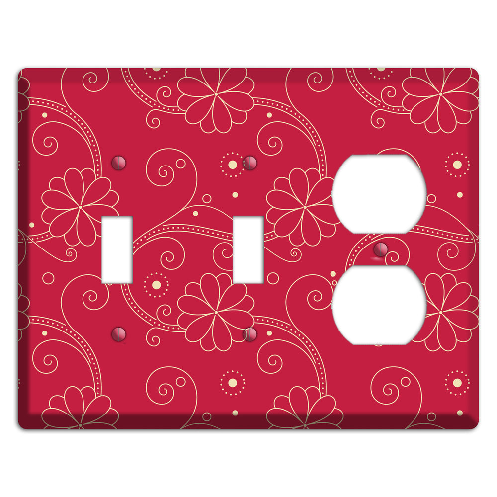 Red Floral Swirl 2 Toggle / Duplex Wallplate