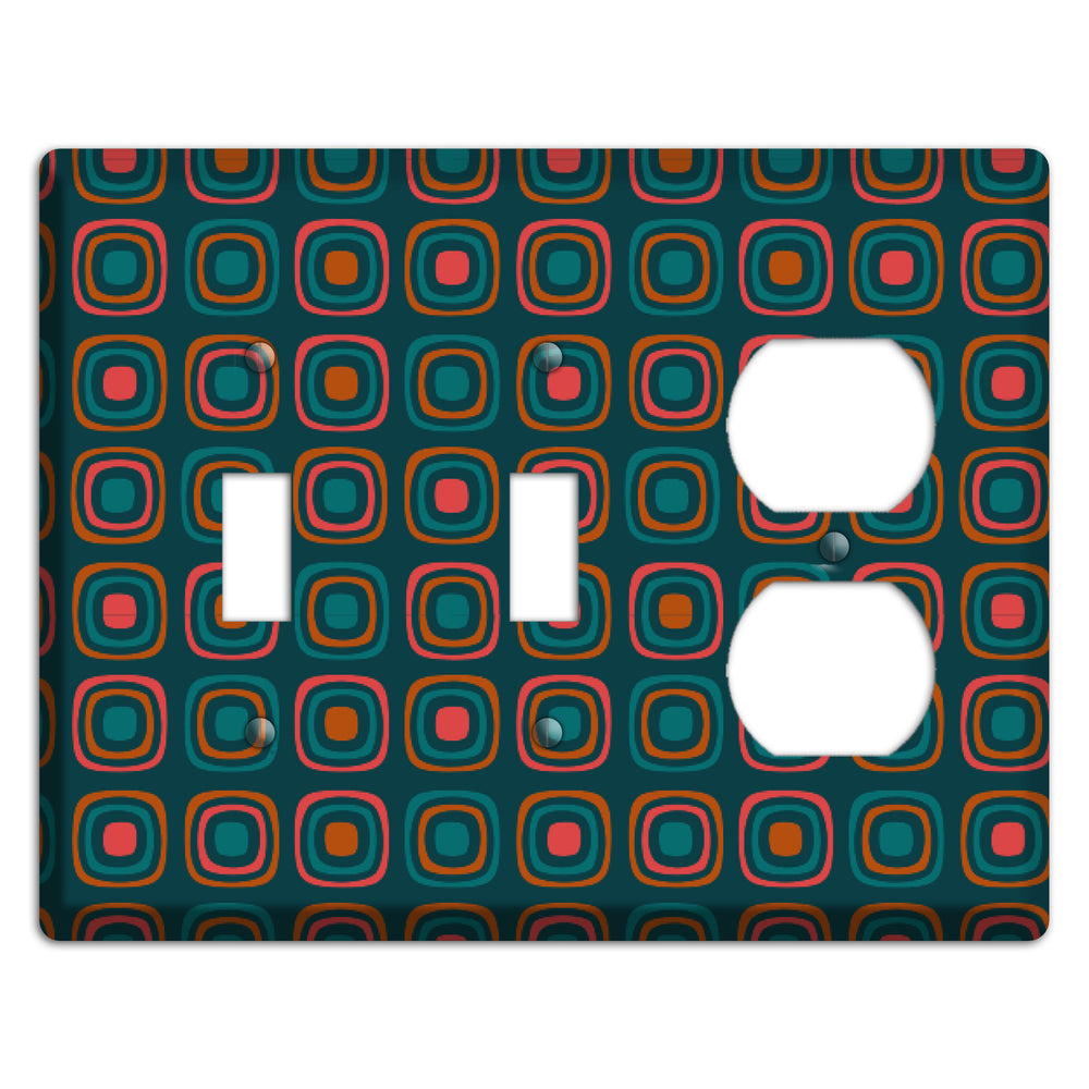 Teal and Pink Rounded Squares 2 Toggle / Duplex Wallplate