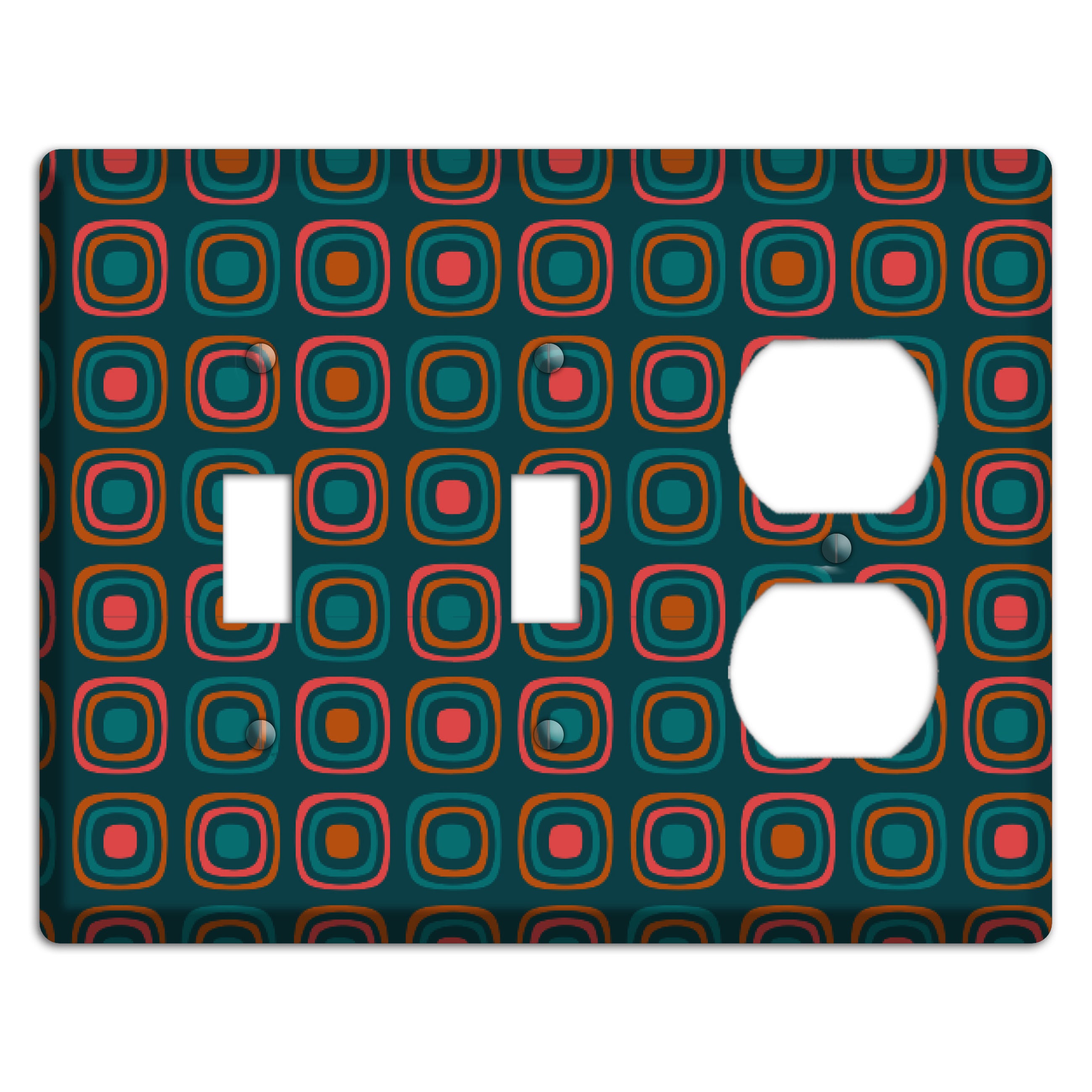 Teal and Pink Rounded Squares 2 Toggle / Duplex Wallplate