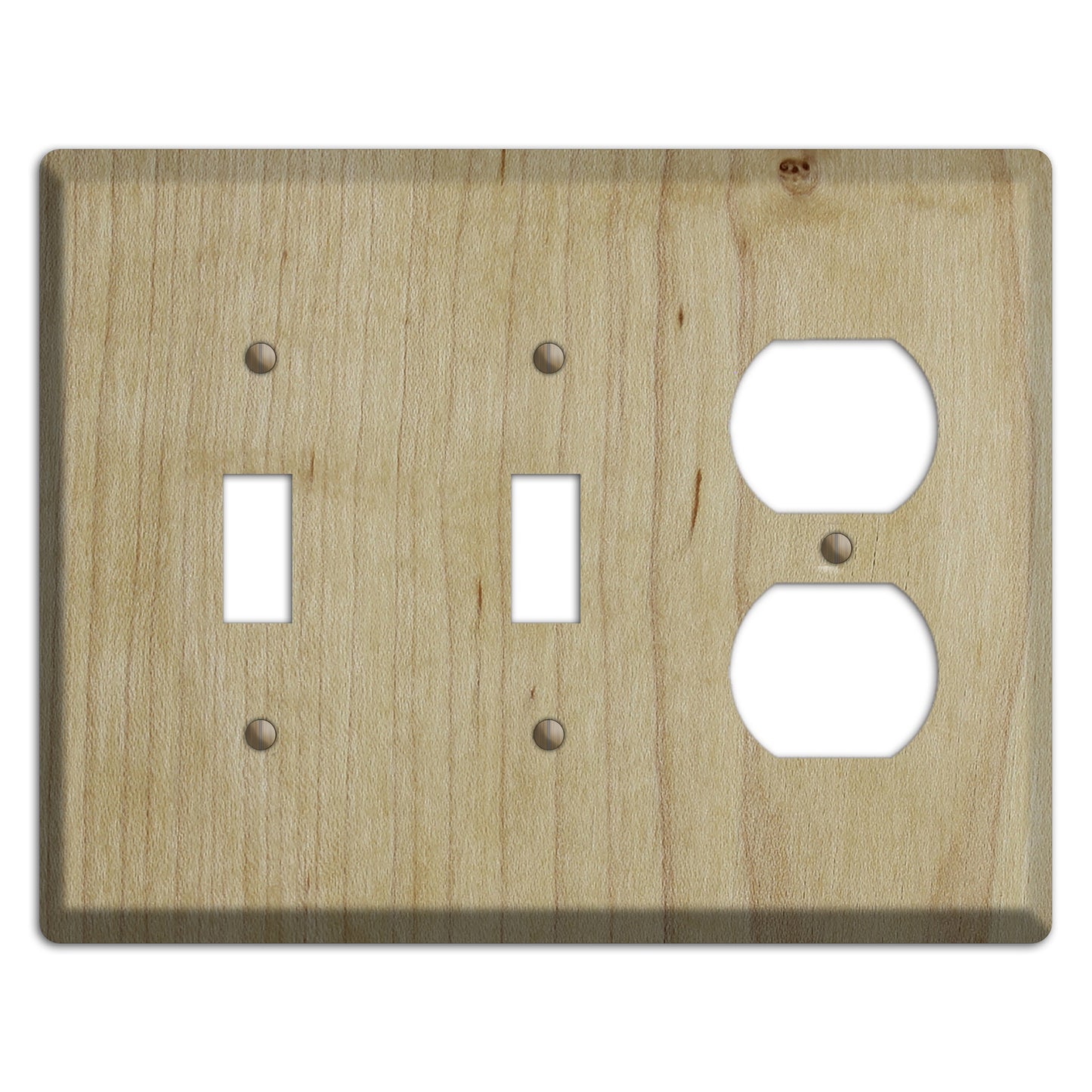 Unfinished Maple Wood 2 Toggle / Duplex Outlet Cover Plate