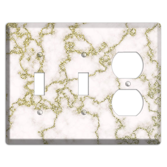 White and Gold Marble Shatter 2 Toggle / Duplex Wallplate