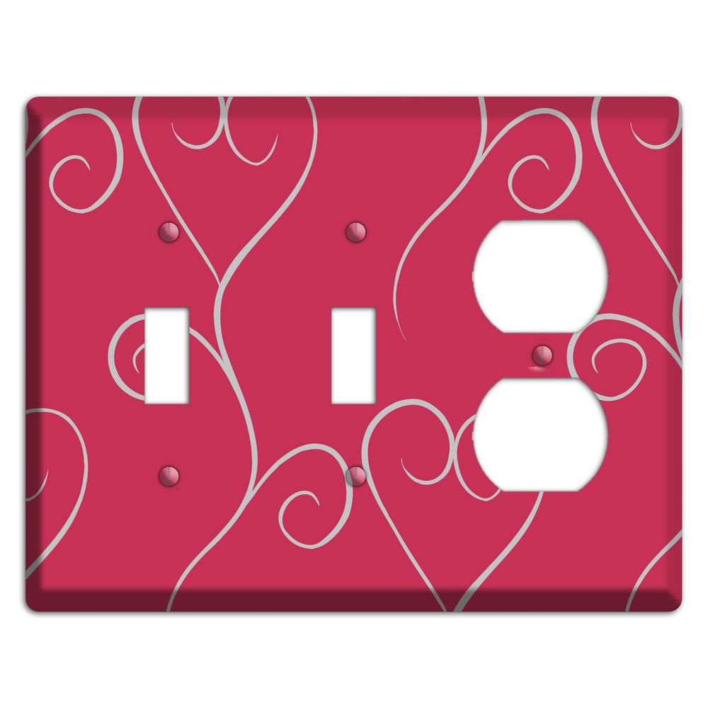 Fuschia Scroll Heart 2 Toggle / Duplex Wallplate
