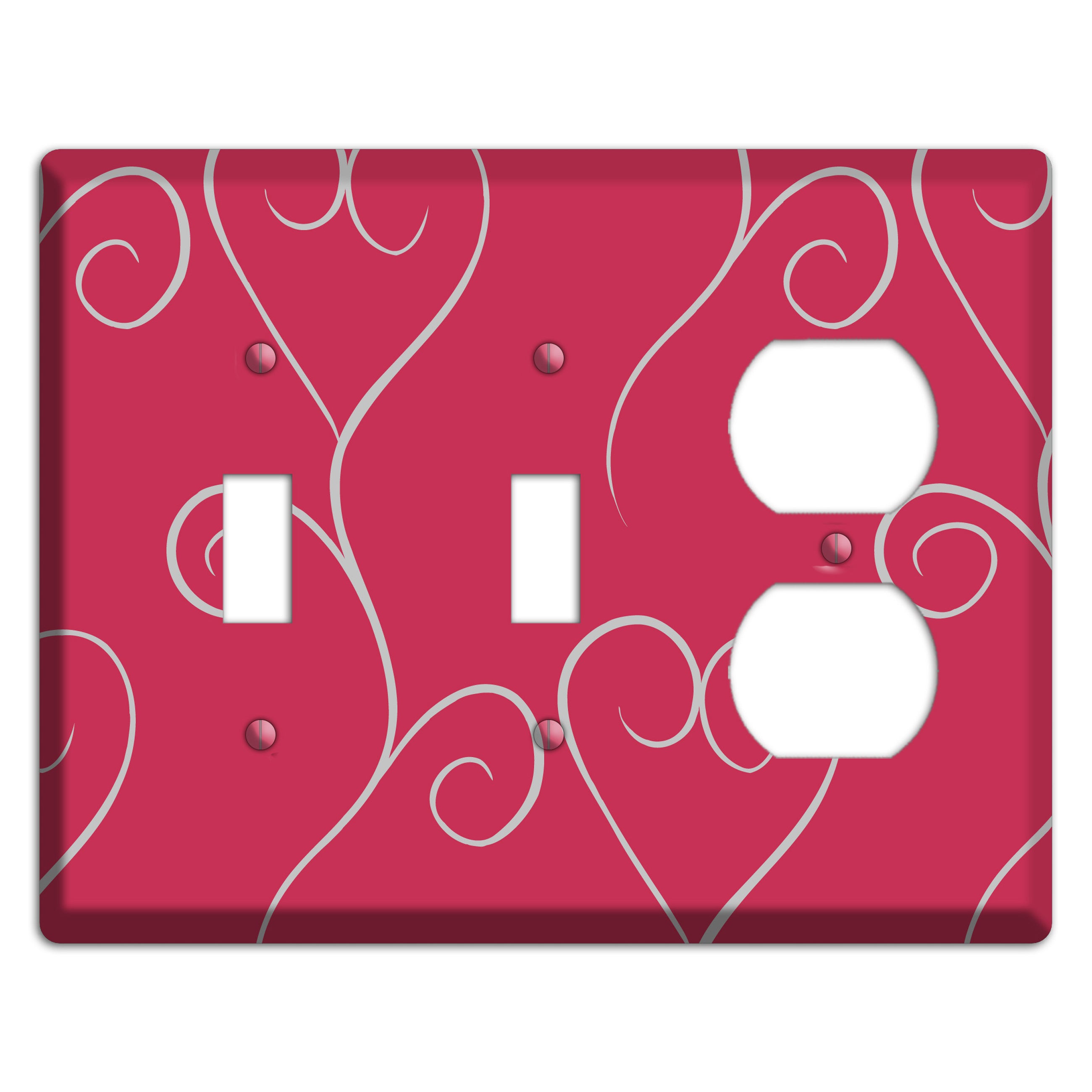 Fuschia Scroll Heart 2 Toggle / Duplex Wallplate