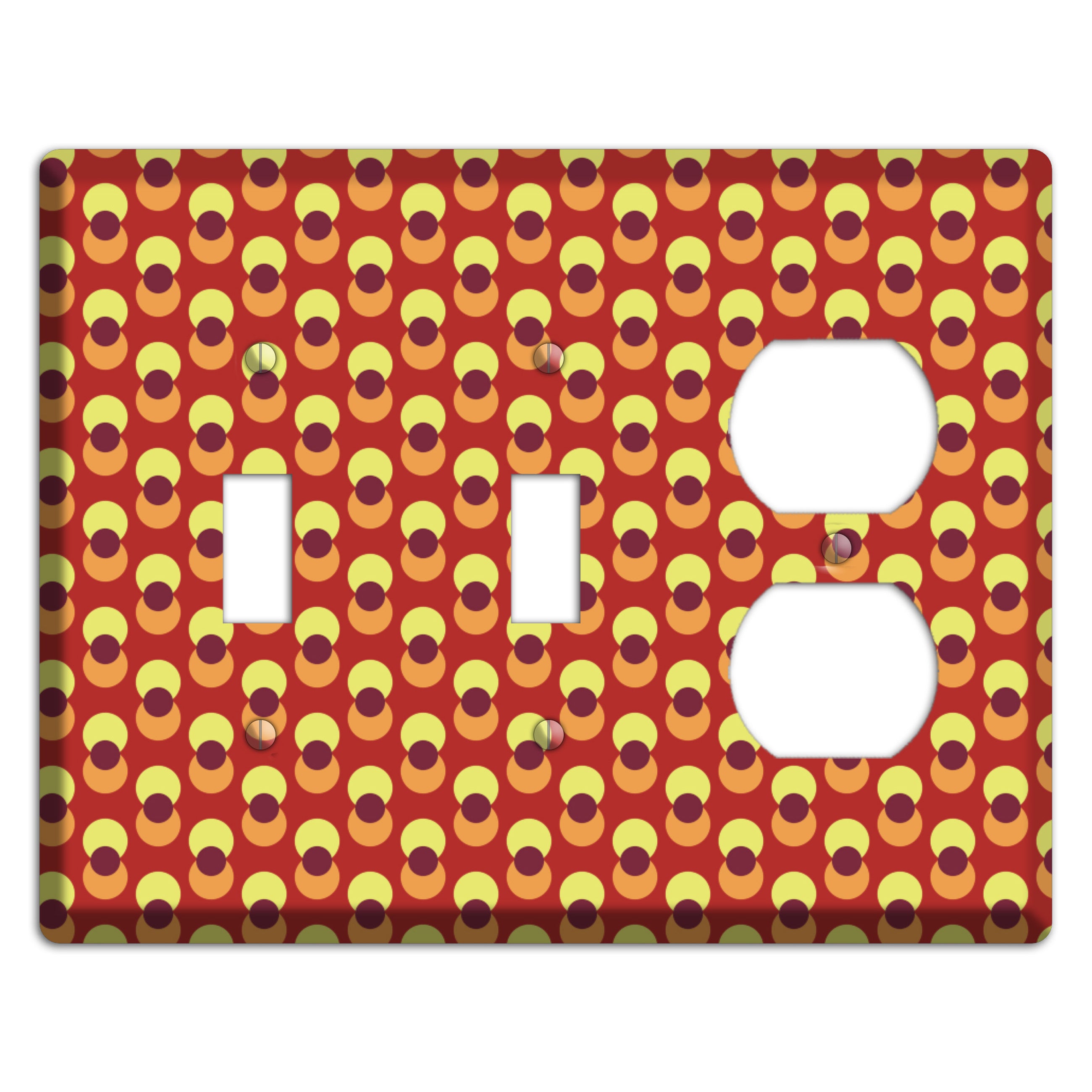 Red Yellow Coral Overlain Dots 2 Toggle / Duplex Wallplate