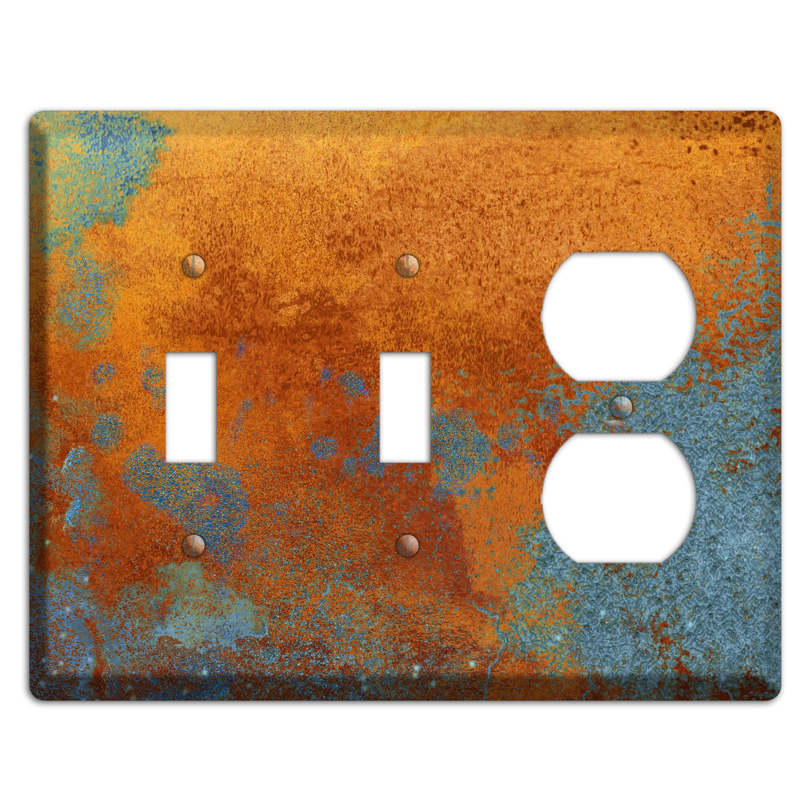 Antique Copper with Blue 2 Toggle / Duplex Wallplate