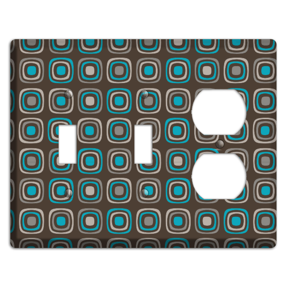 Brown and Blue Rounded Squares 2 Toggle / Duplex Wallplate