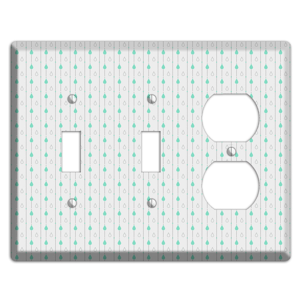 White and Blue Drops 2 Toggle / Duplex Wallplate