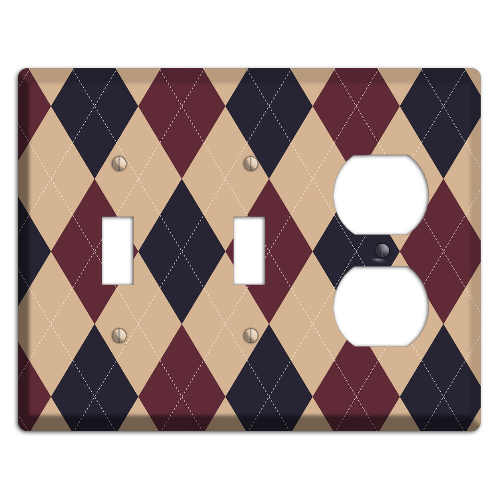 Brown and Tan Argyle 2 Toggle / Duplex Wallplate