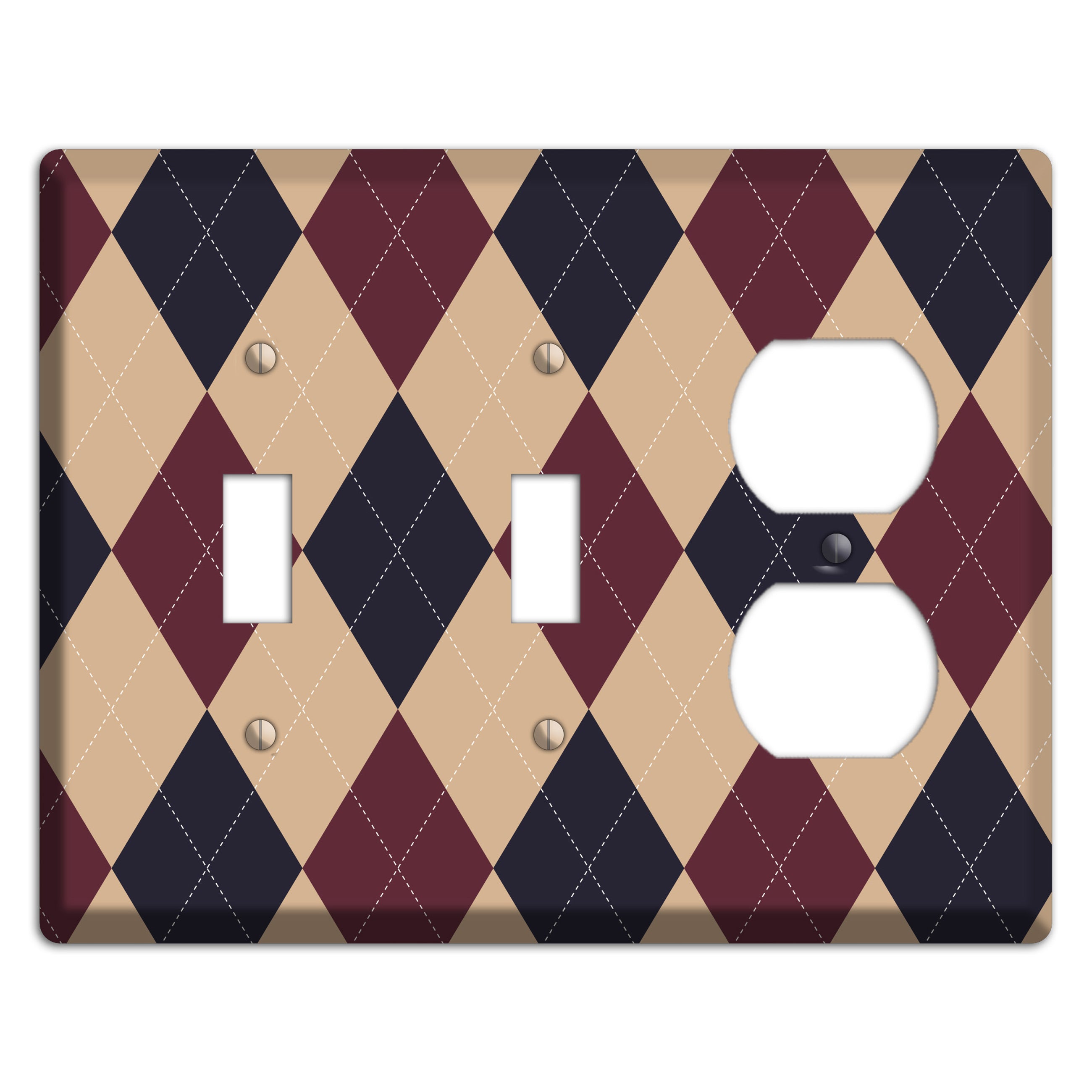 Brown and Tan Argyle 2 Toggle / Duplex Wallplate