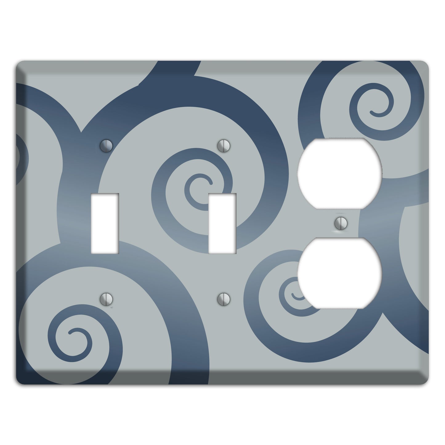 Grey with Blue Large Swirl 2 Toggle / Duplex Wallplate