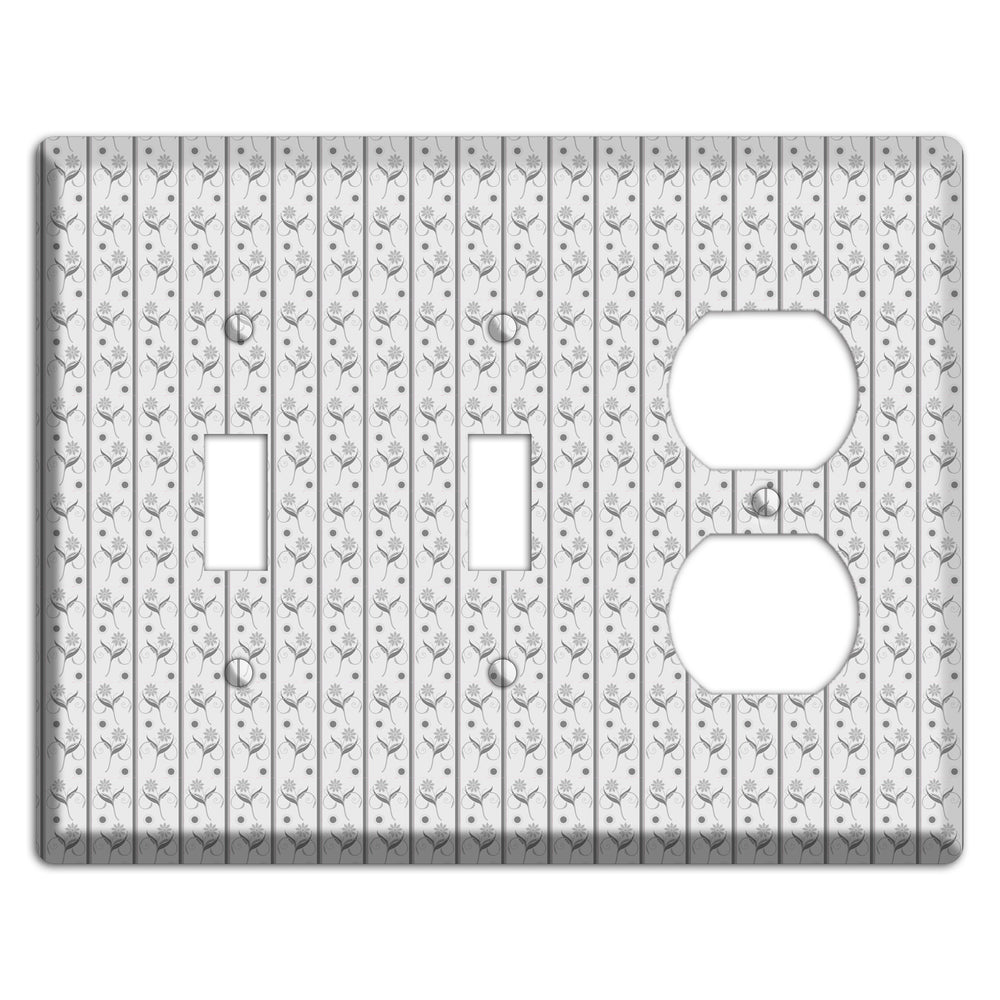 Grey Small Floral Pattern 2 Toggle / Duplex Wallplate