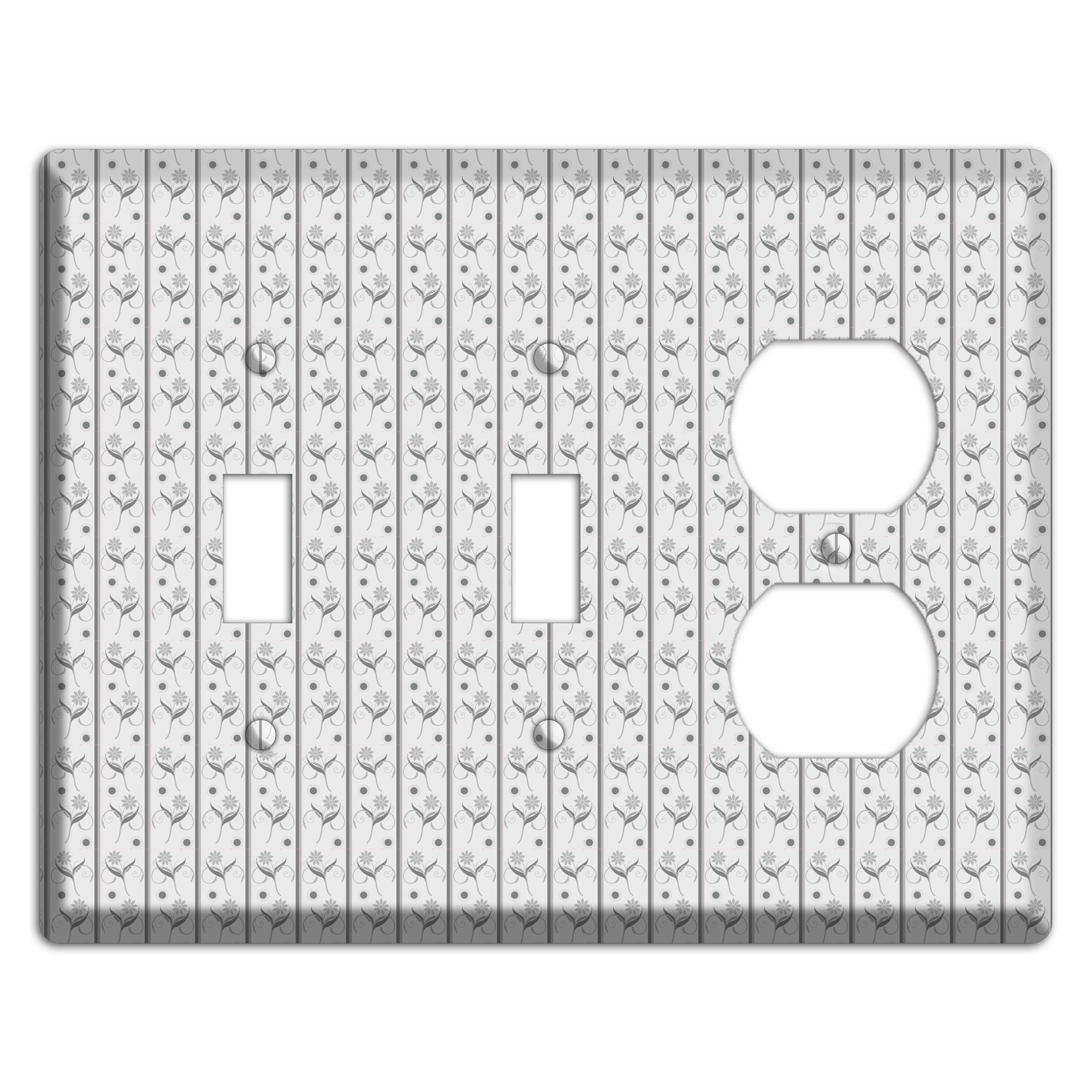 Grey Small Floral Pattern 2 Toggle / Duplex Wallplate
