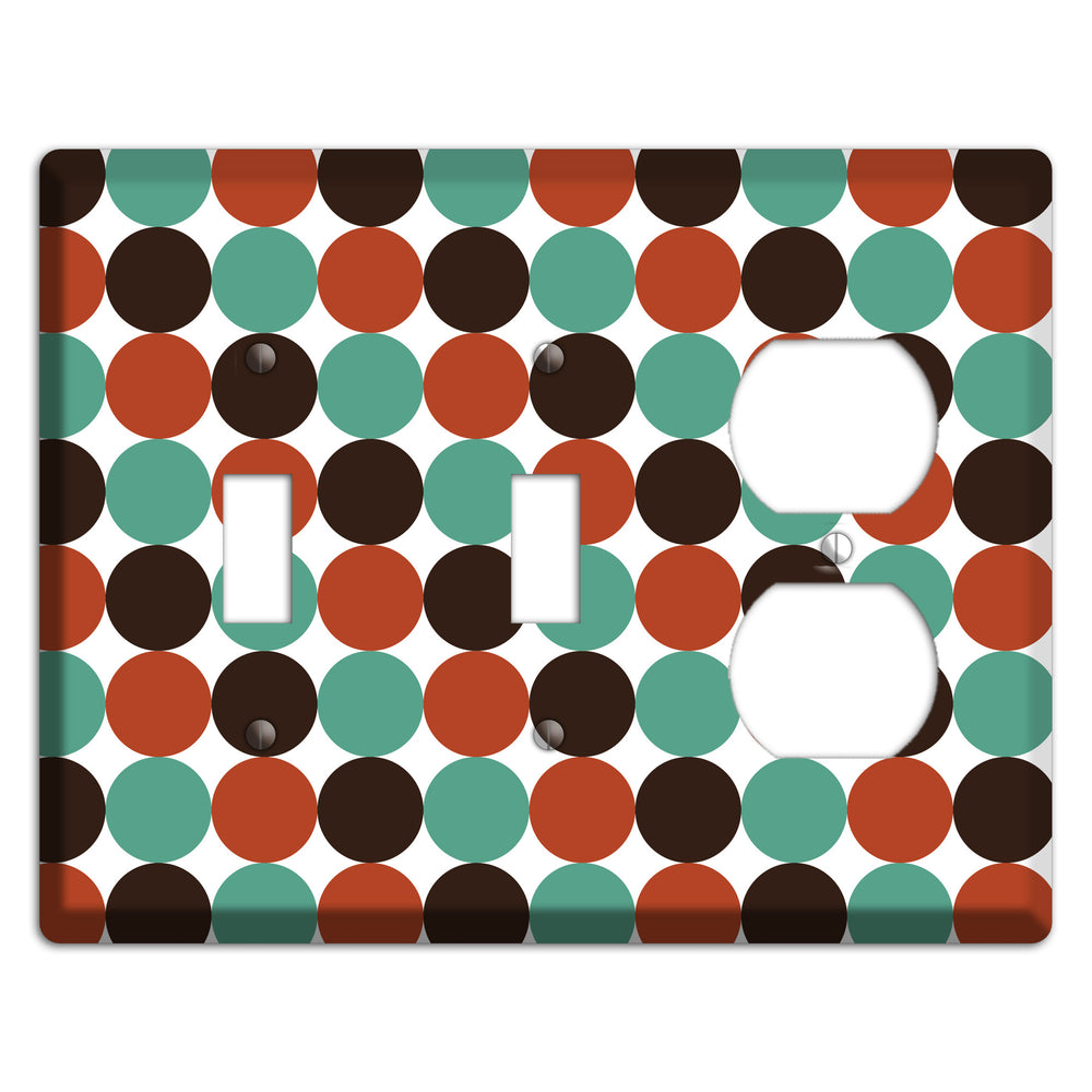 Black Teal Maroon Dots 2 Toggle / Duplex Wallplate