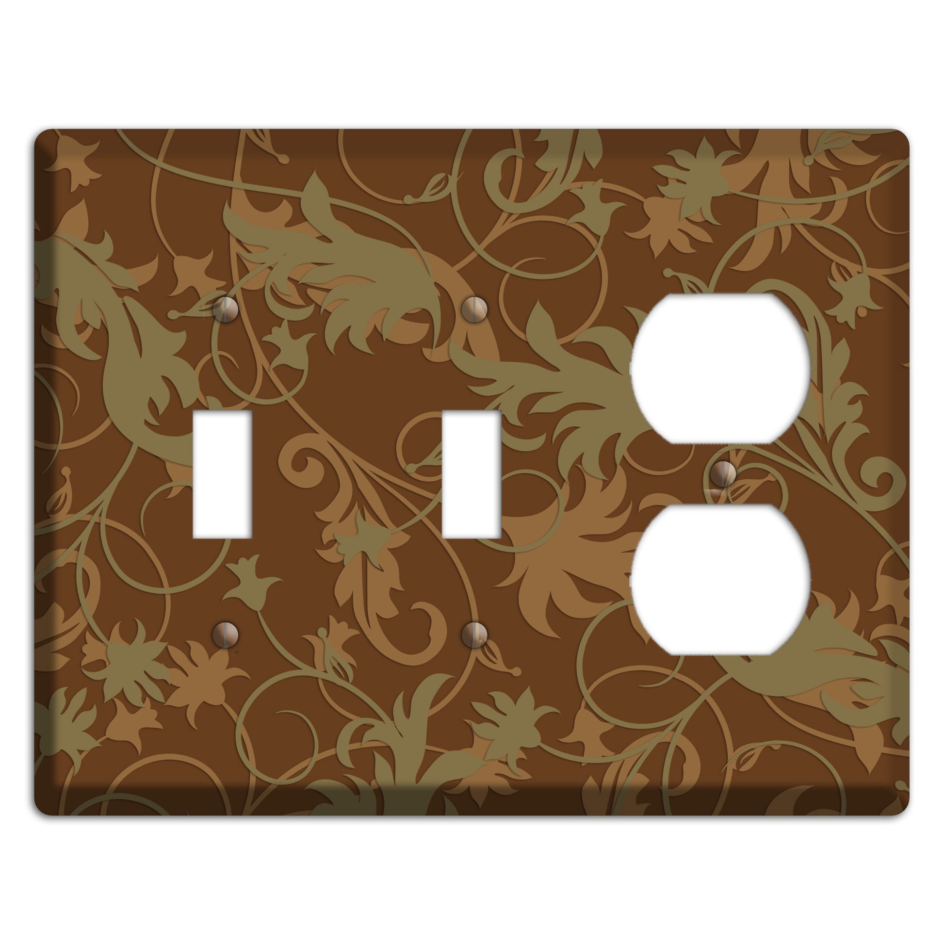 Brown and Olive Victorian Sprig 2 Toggle / Duplex Wallplate