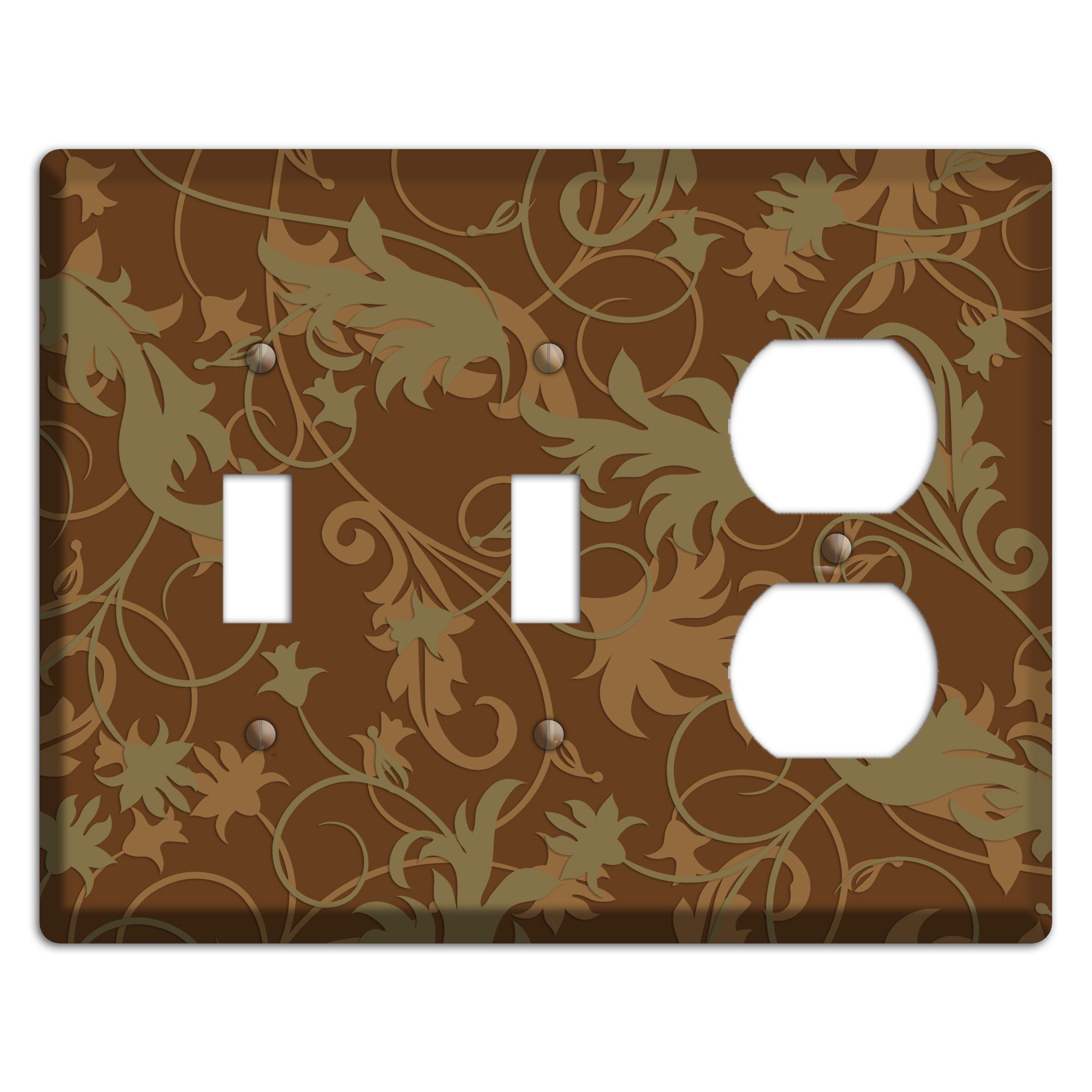 Brown and Olive Victorian Sprig 2 Toggle / Duplex Wallplate