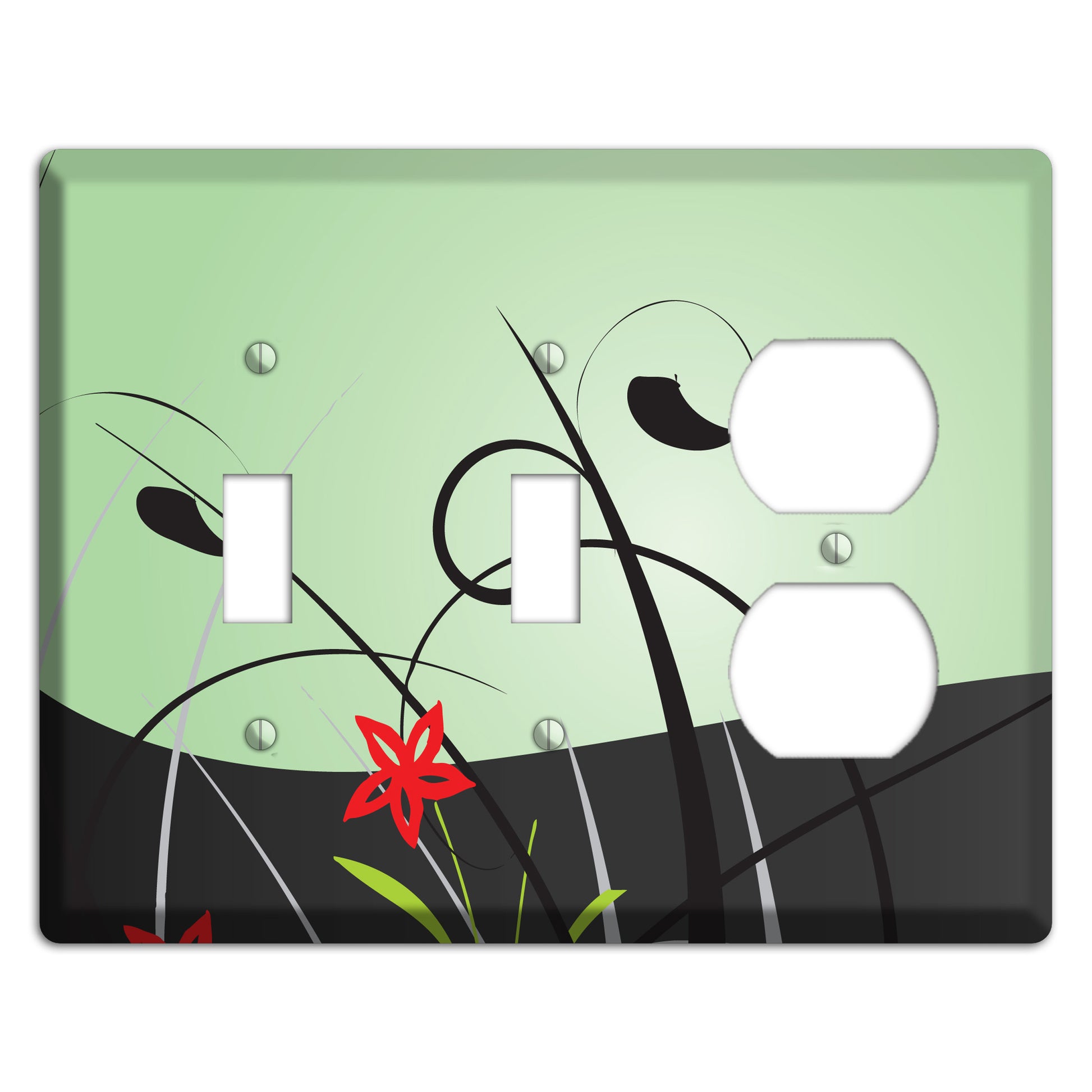 Mint Green Floral Sprig 2 Toggle / Duplex Wallplate