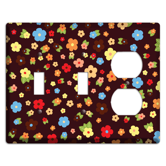 Brown Tiny Delicate Flowers 2 Toggle / Duplex Wallplate