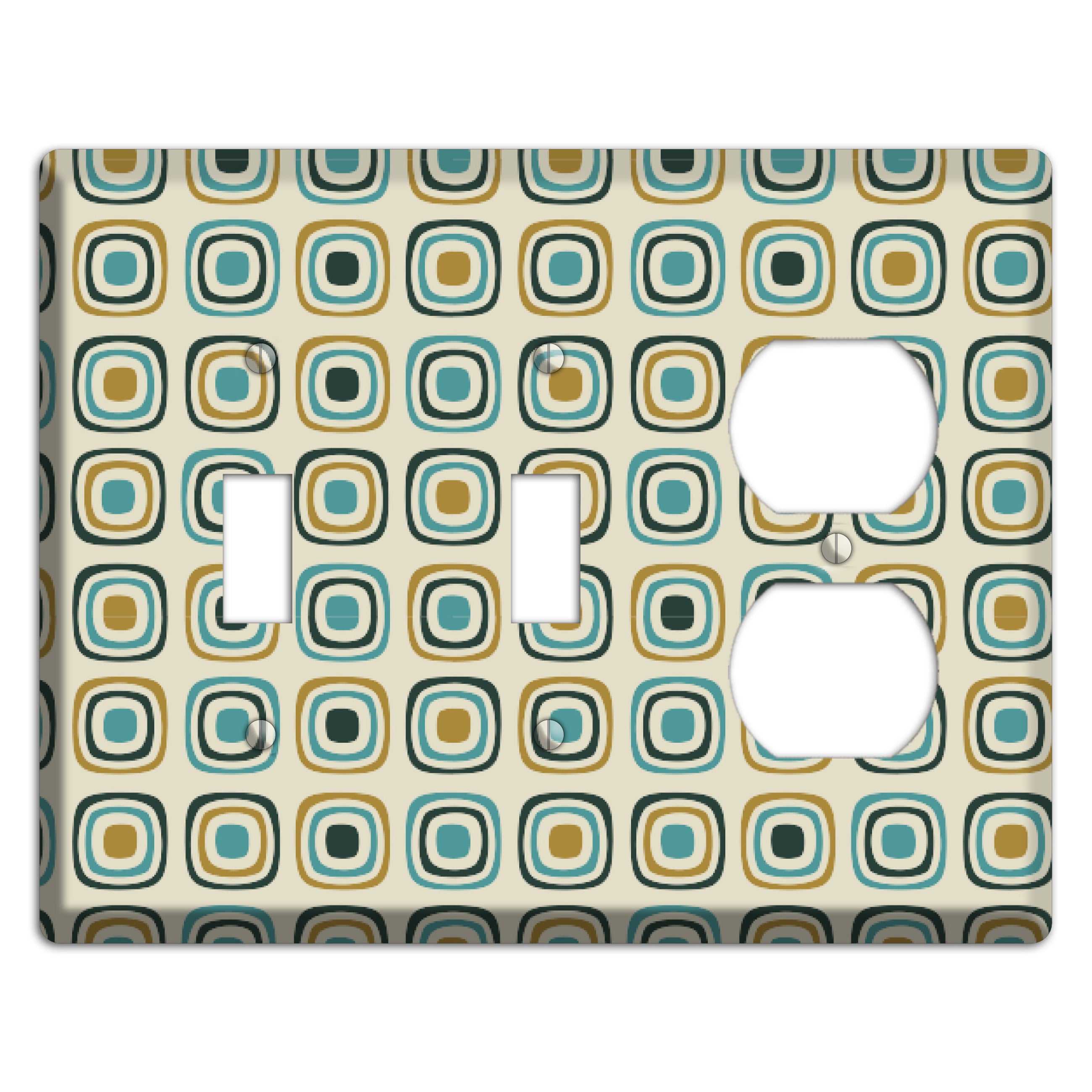 Yellow and Blue Rounded Squares 2 Toggle / Duplex Wallplate