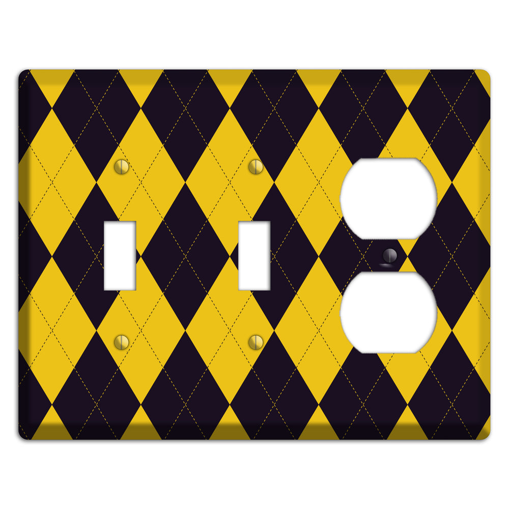 Yellow and Dark Purple Argyle 2 Toggle / Duplex Wallplate